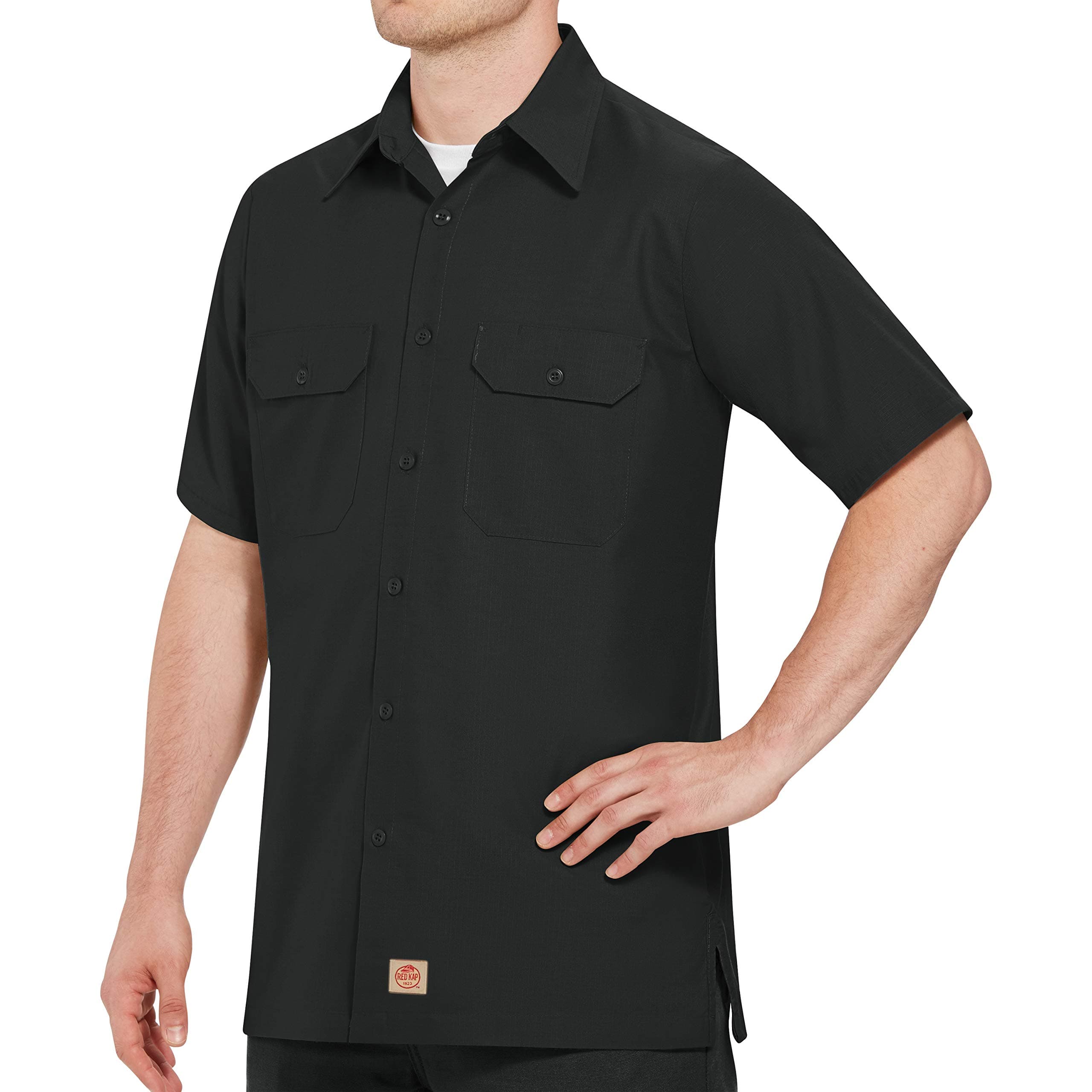 Red Kap Men's Short Sleeve Industrial Work Shirt, Black, Large