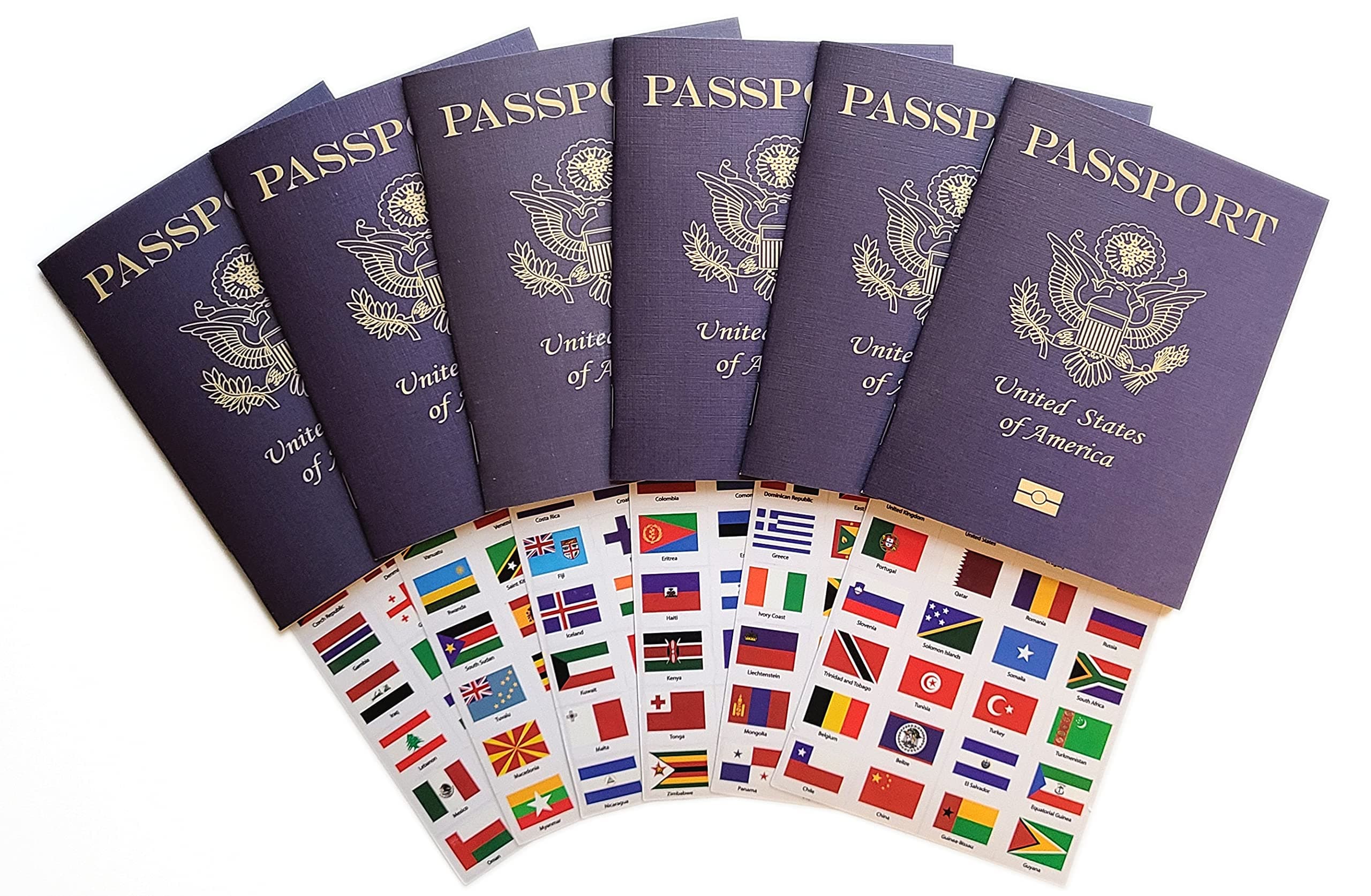 Passport |Little passports for Kids |Travel Scrapbook | Set with Travel Stickers World Famous Sights |Pretend Play, Party Favors, Airplane Toy, Journal notebooks, Geography, Classroom Social Study