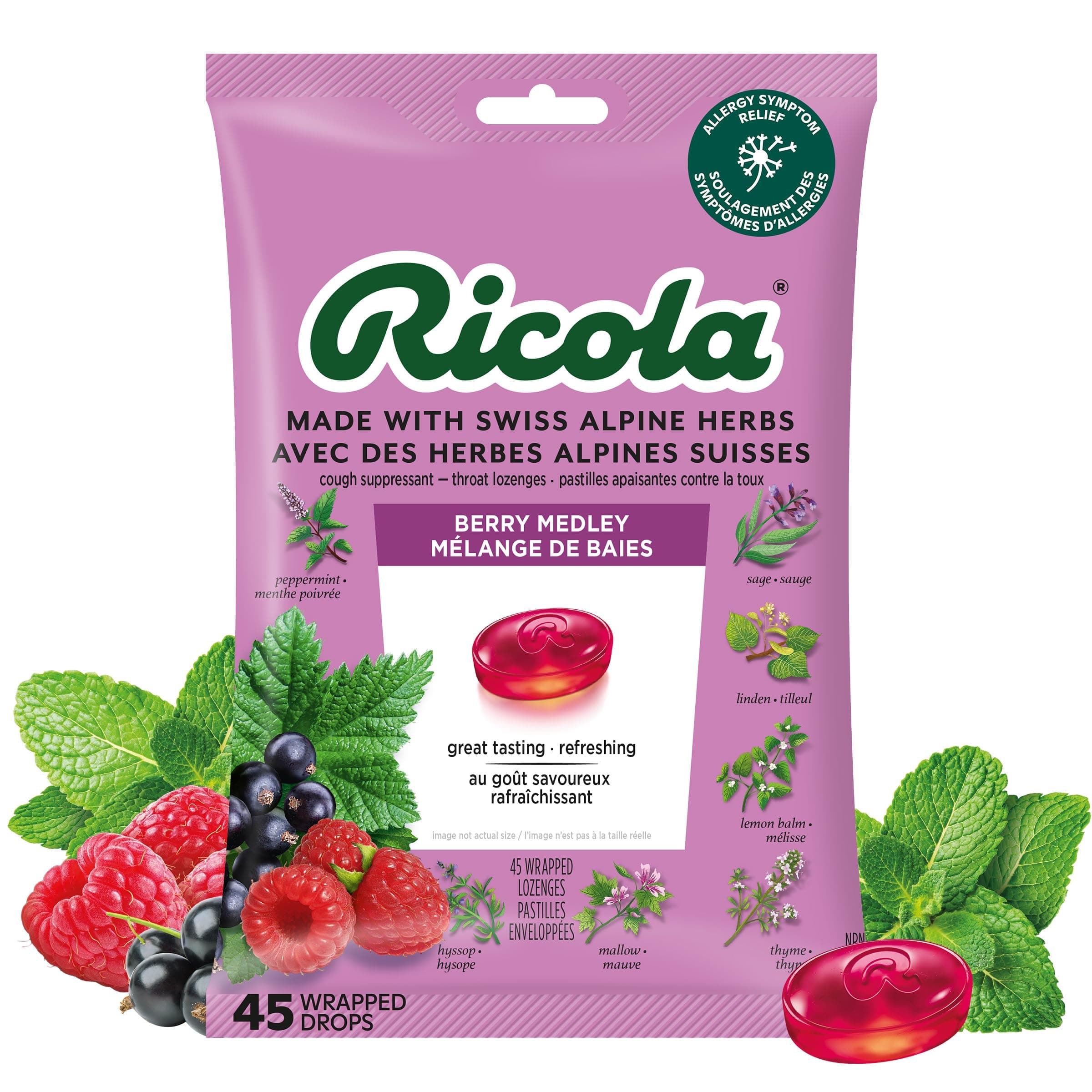 Ricola Berry Medley Herbal Cough Drops - 45 Count