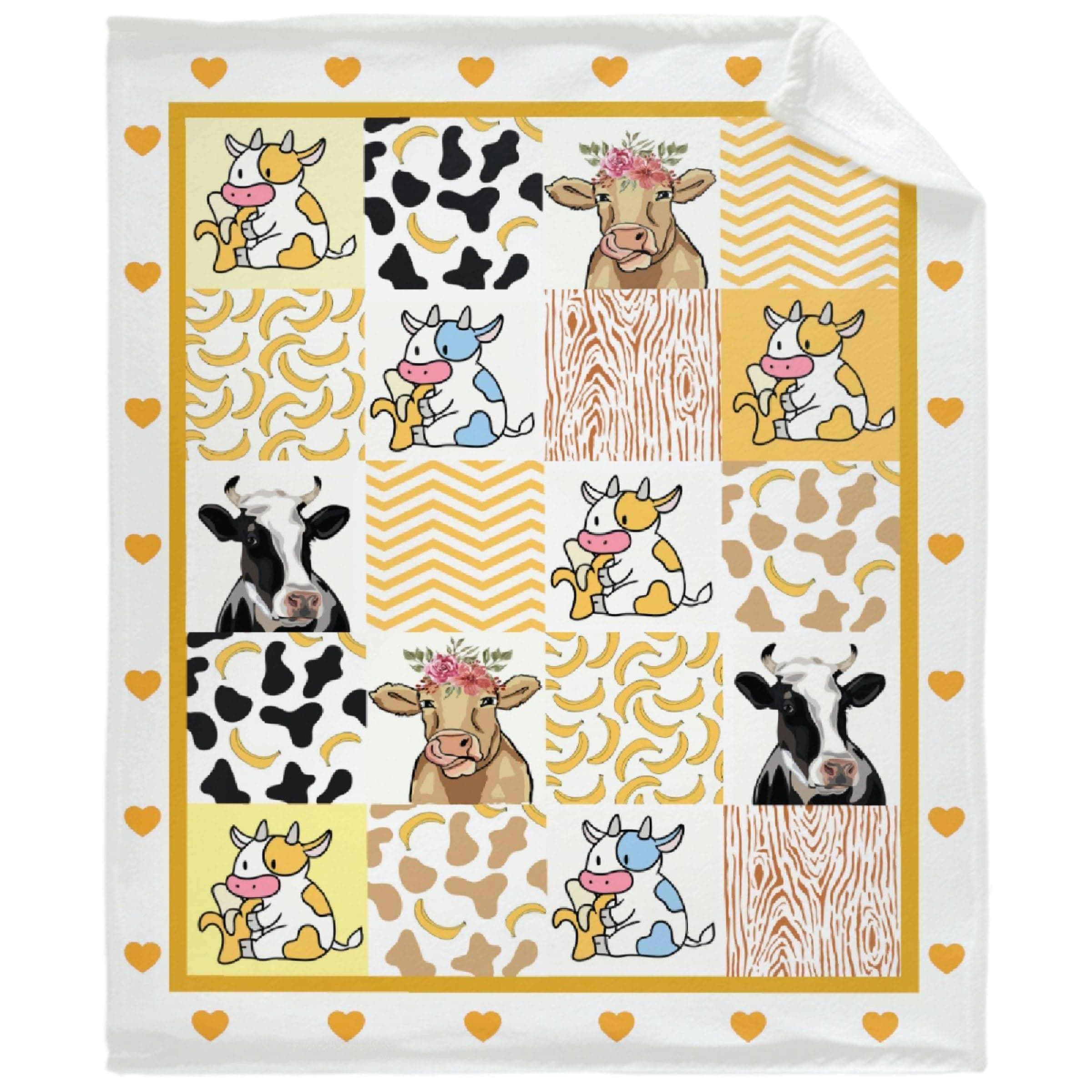 SUPERICH Cow Banana Baby Blanket - Super Soft Swaddle Newborn Cozy Receiving Blanket - Stroller Throw Blanket for Crib/Puppy - 40x30 in
