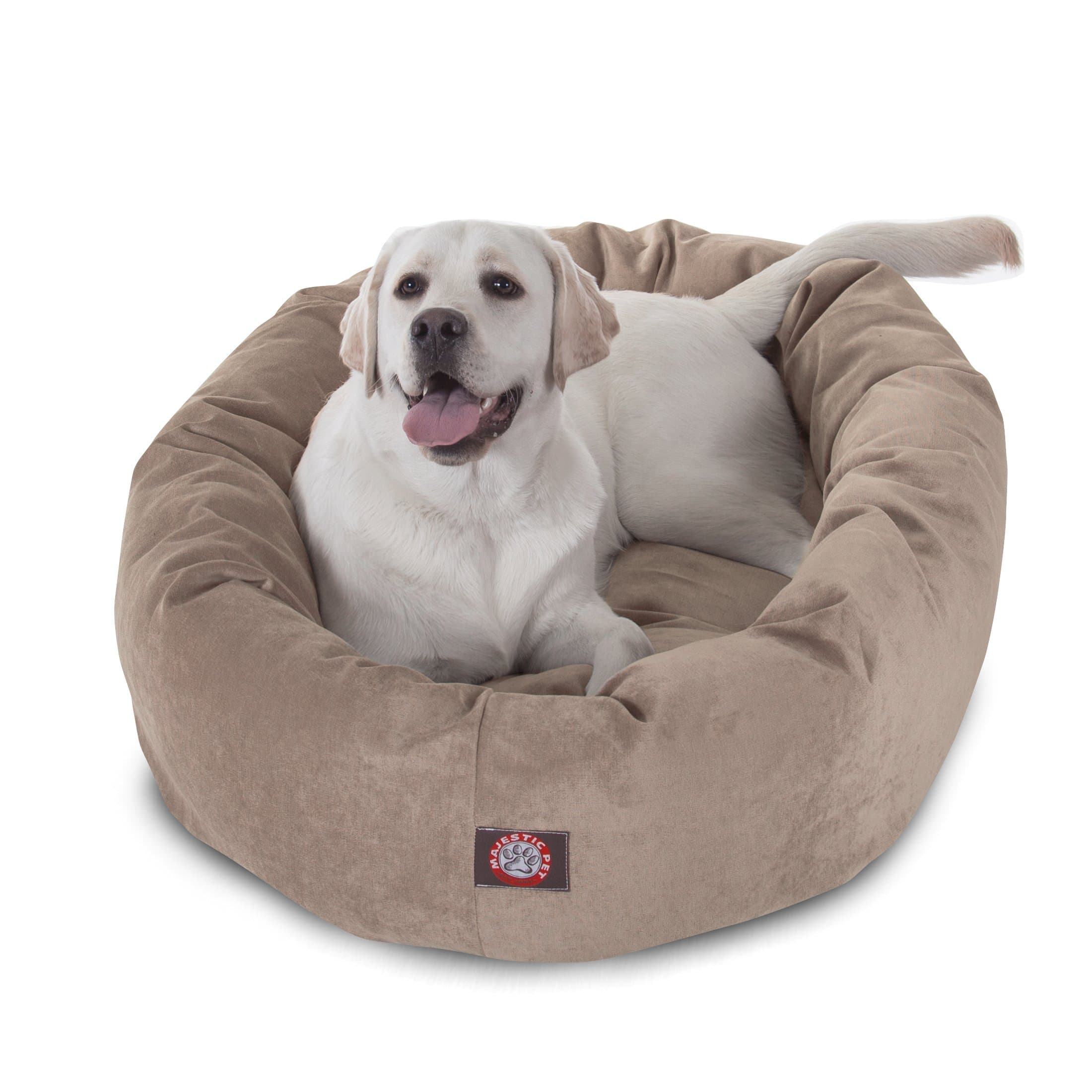 Majestic Pet 40-Inch Pearl Micro-Velvet Bagel Dog Bed