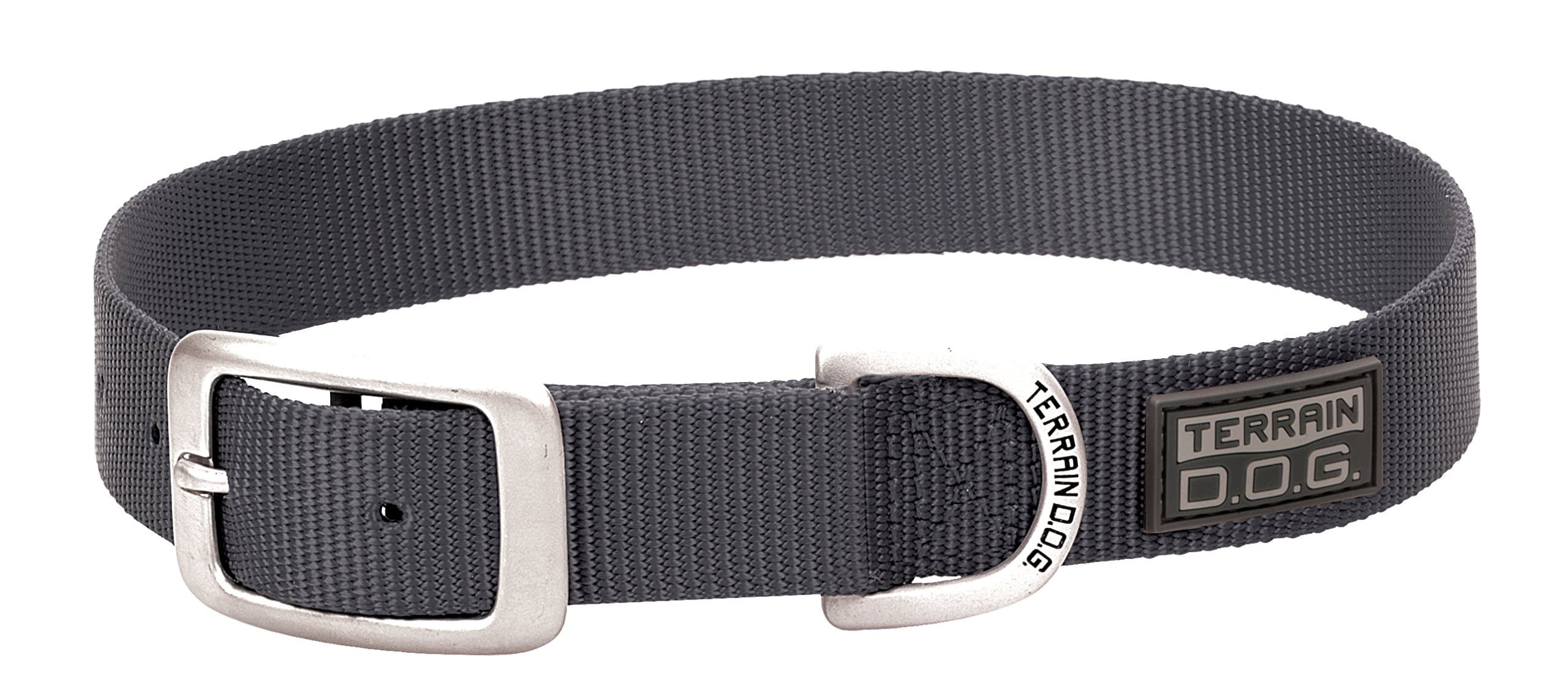 Terrain D.O.G. Nylon Single-Ply Dog Collar, Dark Gray, 3/4" x 15"