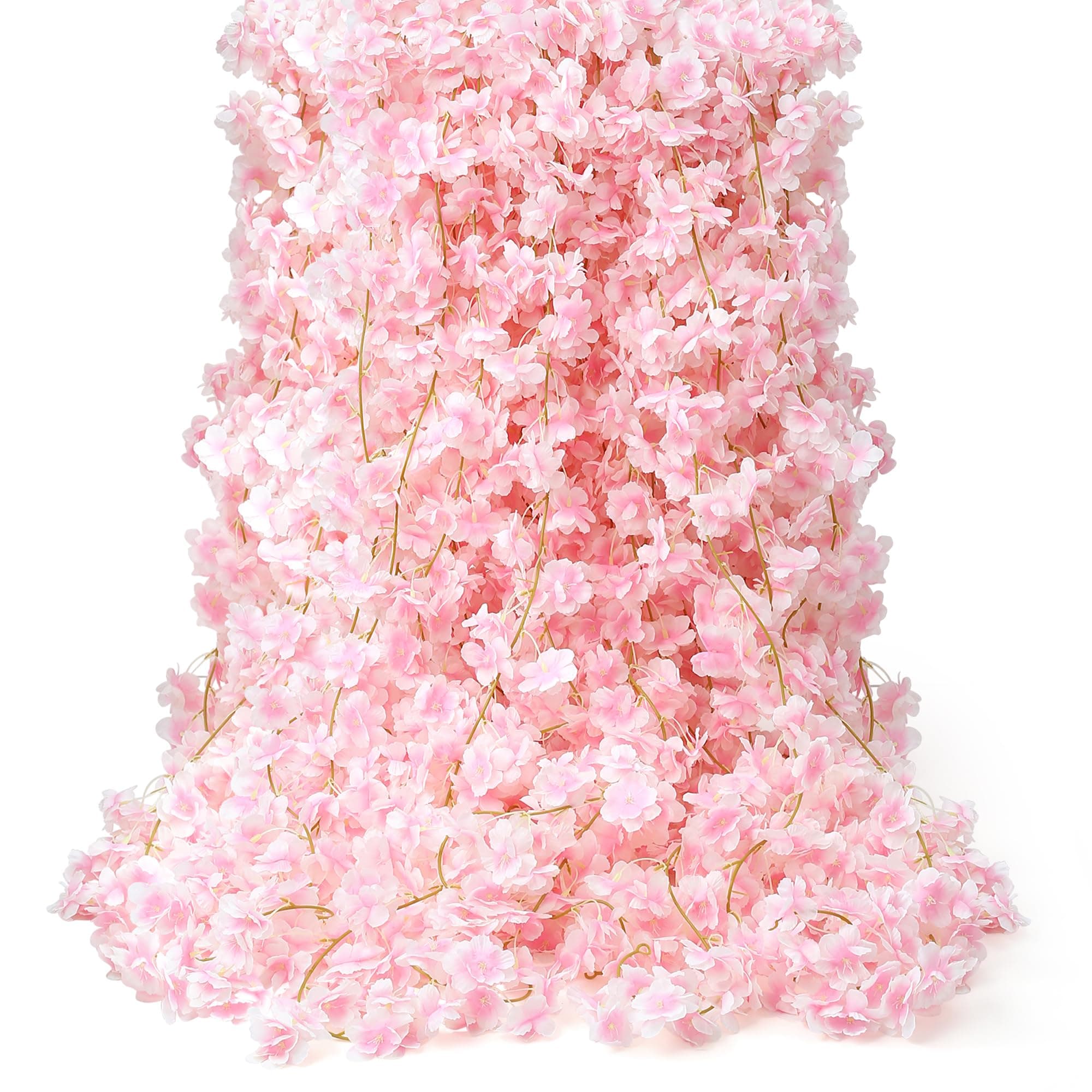 AWARDSEN 23.6FT Pink Cherry Blossom Garland 2pcs Pink Flowers Garland Silk Cherry Blossom Vines Hanging for Wedding Party Sakura Cute Spring Decor