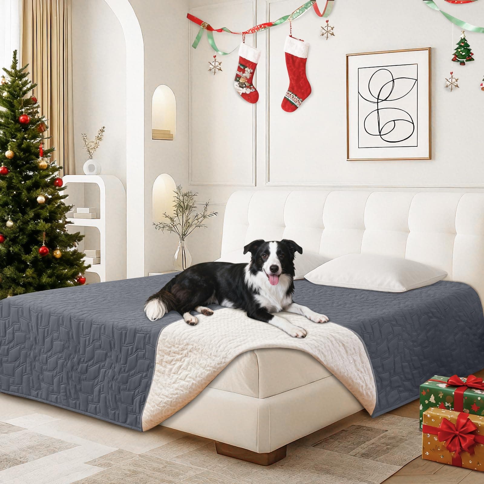 CYCMACO Waterproof Dog Bed Cover Pet Blanket, Soft Couch Cover for Dogs Washable, Non-Slip Dog Blanket Protect Furniture Couch Sofa Car for Puppy Large Dogs Cat (82x102 Inch, Dark Grey)