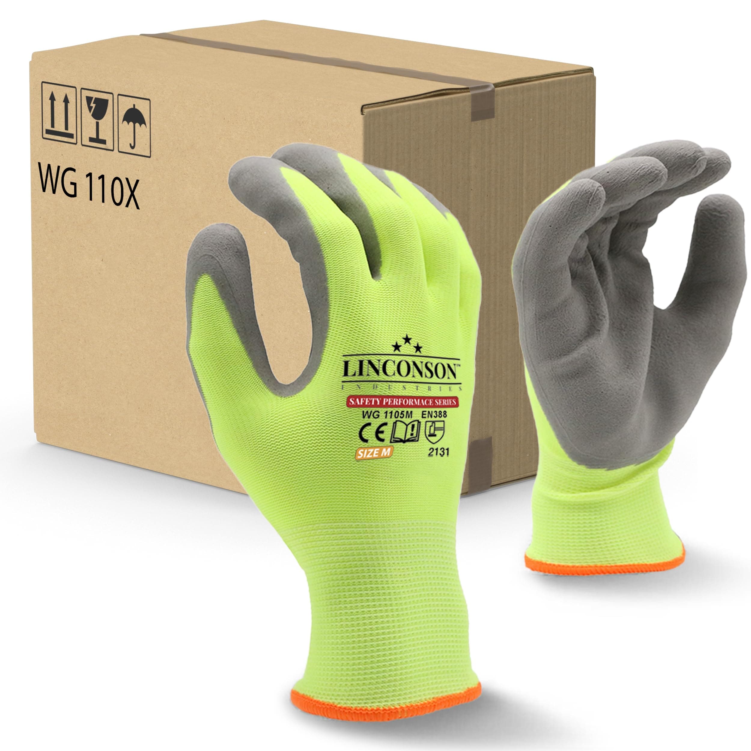 LINCONSON 12 Pack Safety Performance Series Construction Mechanics Work Gloves