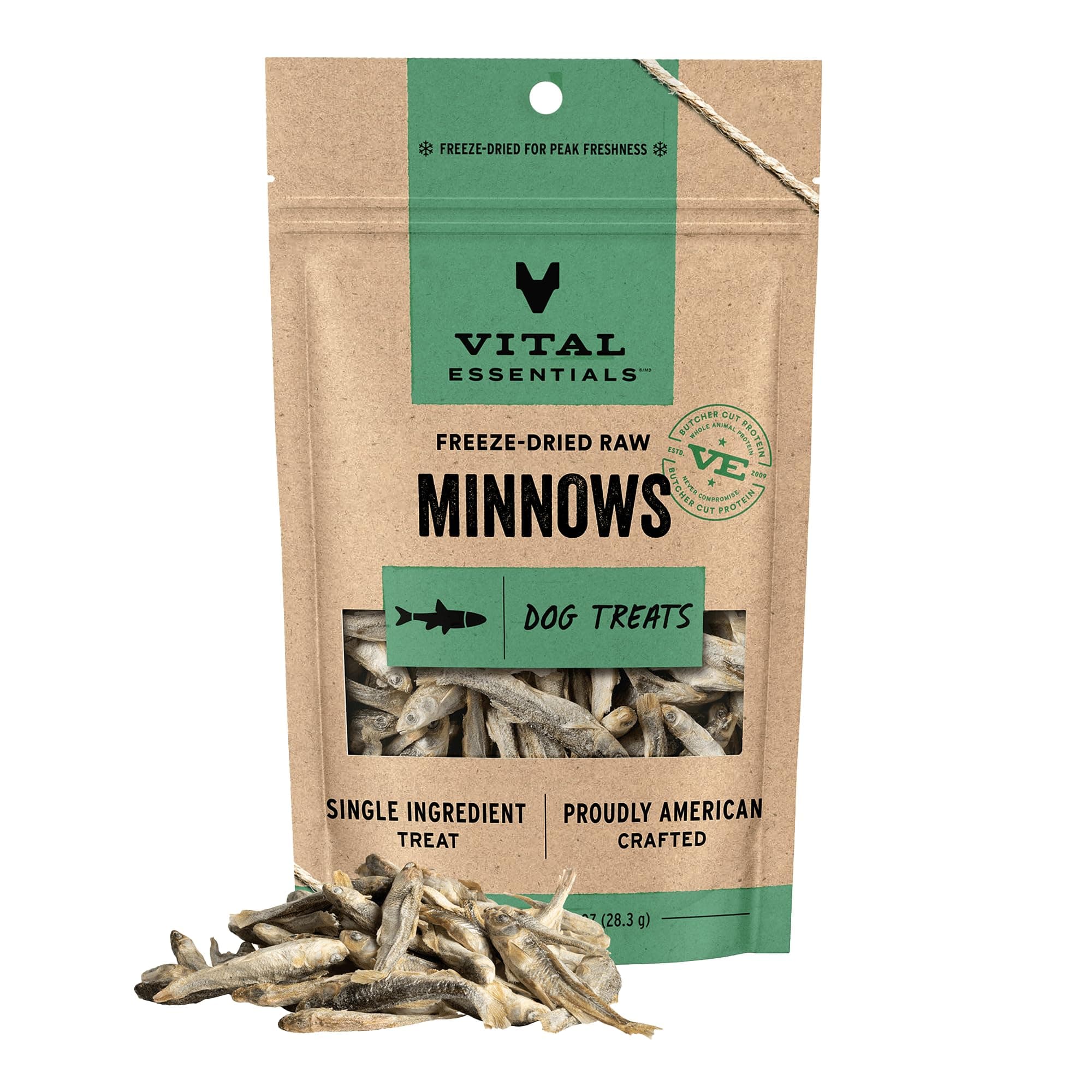 Vital Essentials Freeze Dried Minnows Dog Treats, 1 oz Bag