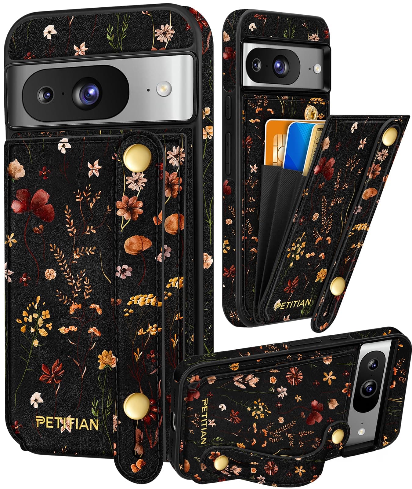 Petitian for Google Pixel 8 Wallet Case, Growing Flower