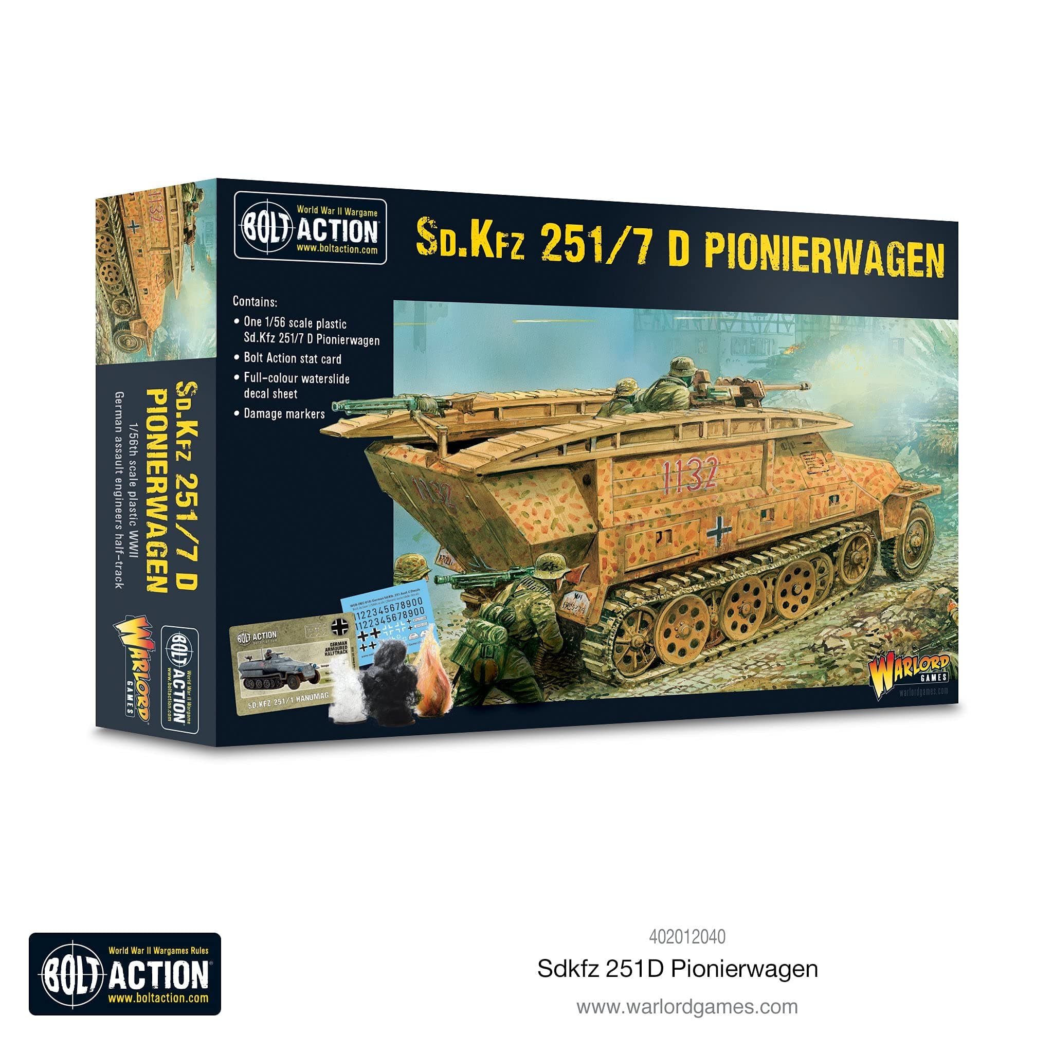 Bolt Action Sd.Kfz 251/7 Ausf D Half-Track Pionierwagen 1:56 WWII Military Wargaming Plastic Model Kit 402012040