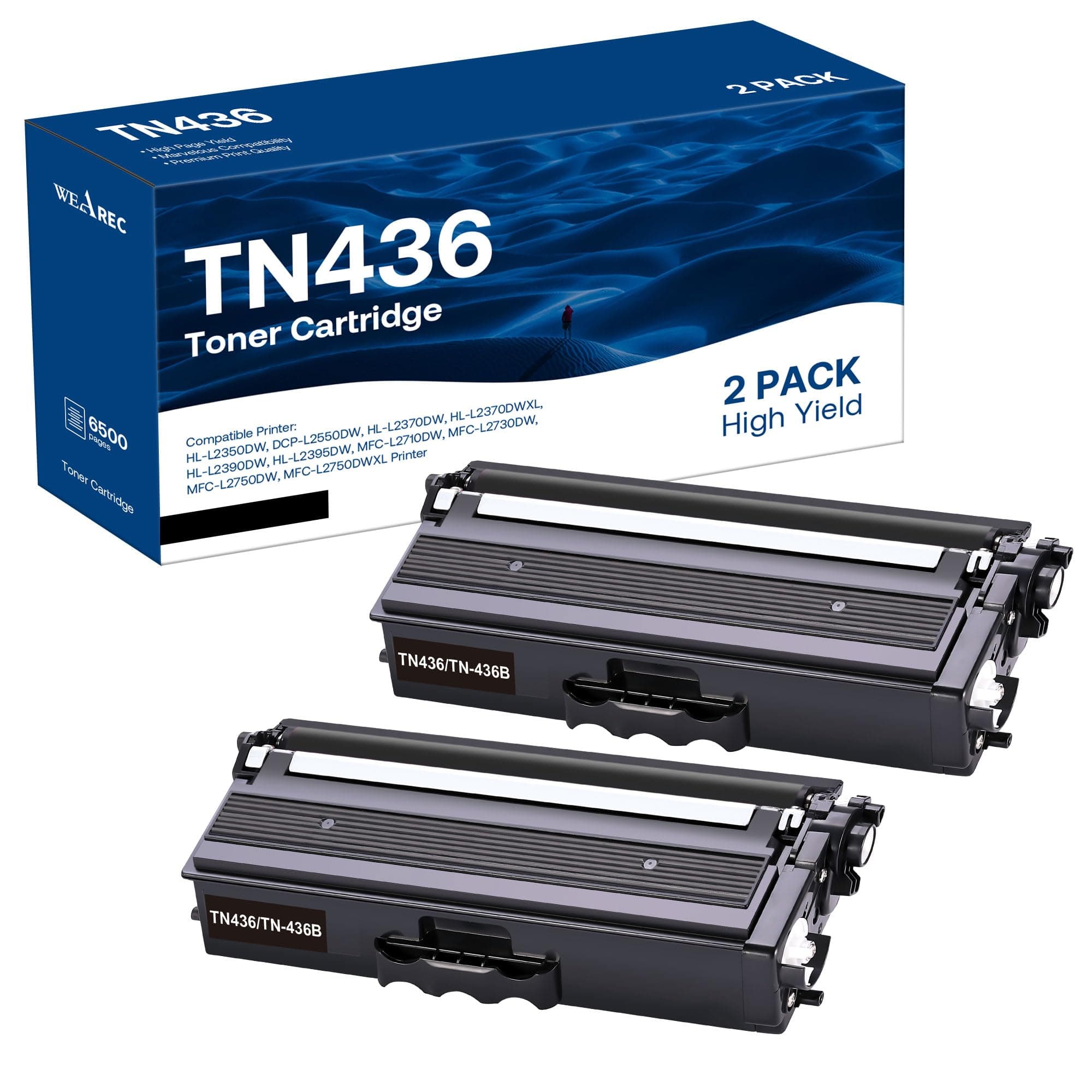 WEAREC Compatible Toner Cartridge Replacement for Brother TN436 TN436BK TN433 TN431 for Brother HL-L8260CDW HL-L8360CDW MFC-L8610CDW MFC-L8690CDW MFC-L8900CDW MFCL9570CDW Printer (Black, 2Pack)