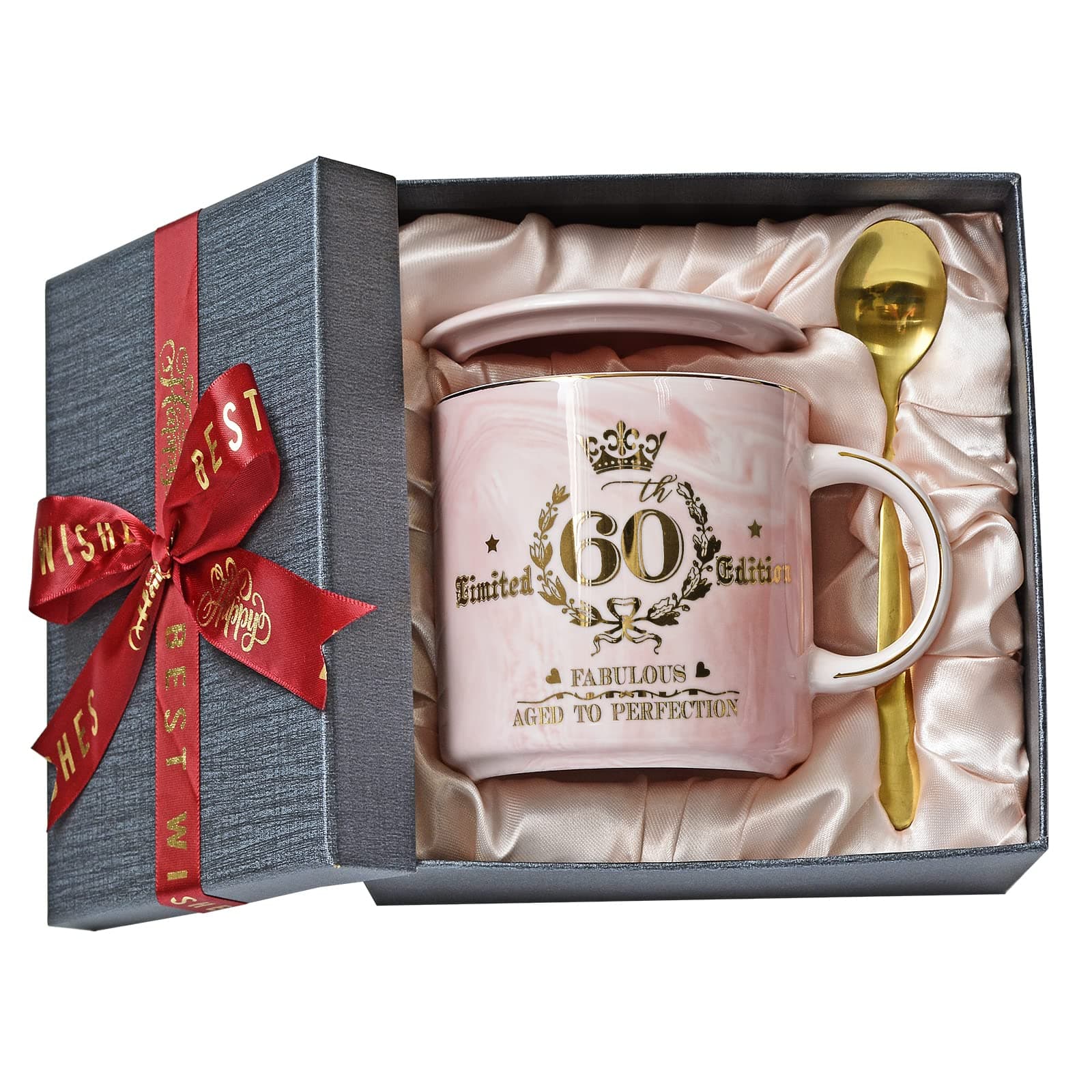 60th Birthday Gifts for Women, Fabulous 1966 Aged to Perfection Mug, Pink