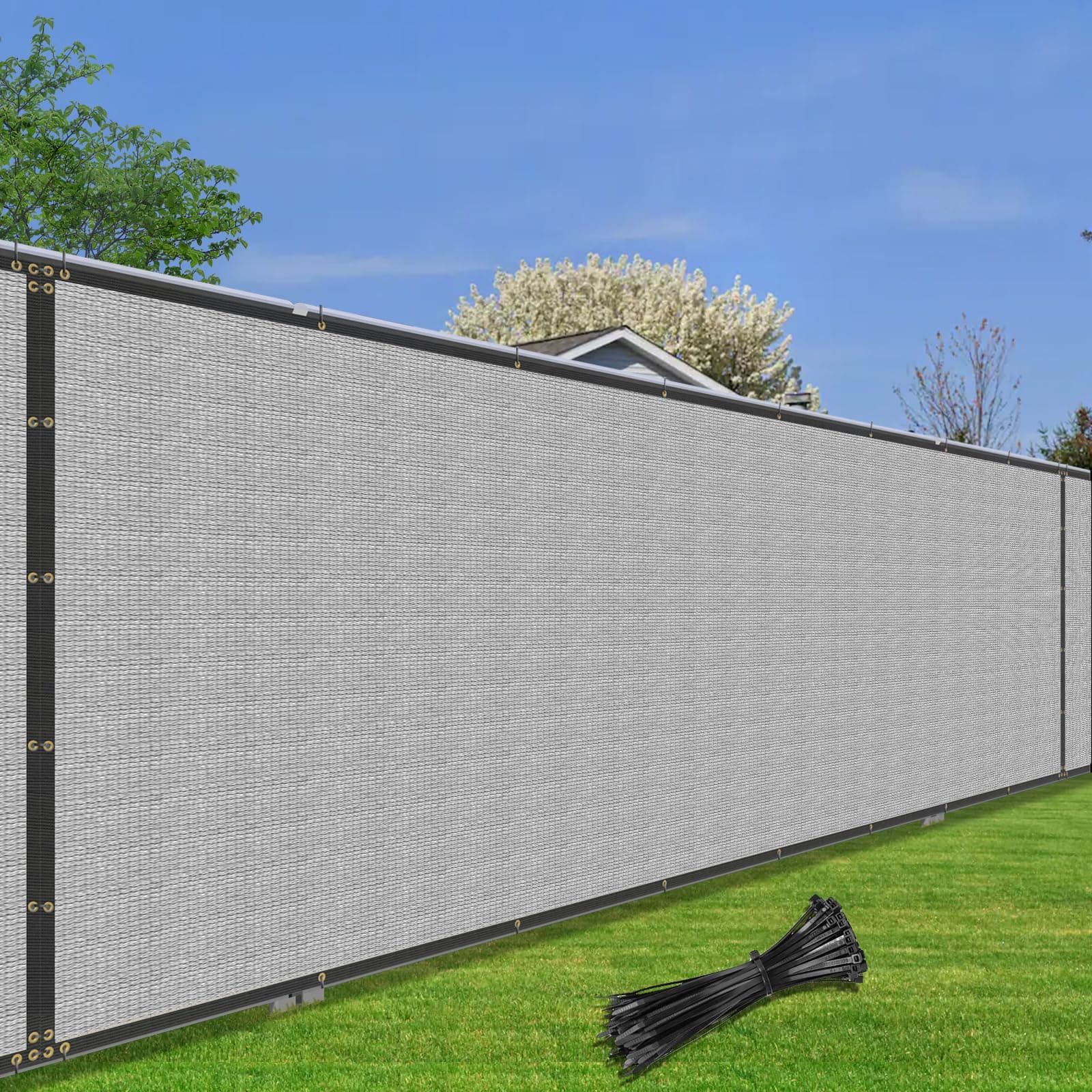 Coarbor 6' x 20' Fence Privacy Screen Heavy Duty Windscreen Fencing Mesh Shade Net Cover for Outdoor Wall Backyard Patio Deck and Porch, Light Gray