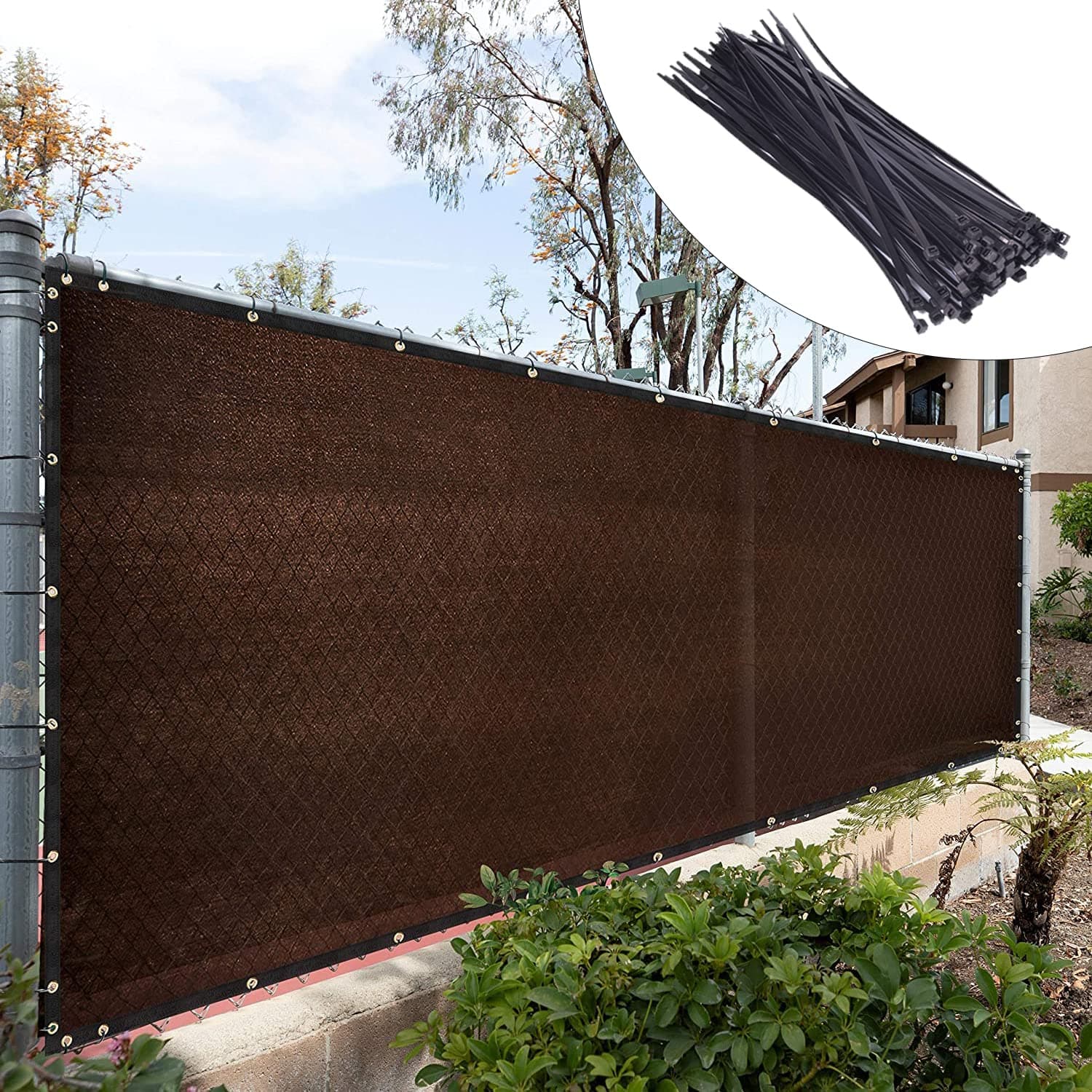 Royal Shade Custom Size 4' x 40' Brown Fence Privacy Screen Windscreen Cover Netting Mesh Fabric Cloth - Cable Zip Ties Included (We Make Custom Size)