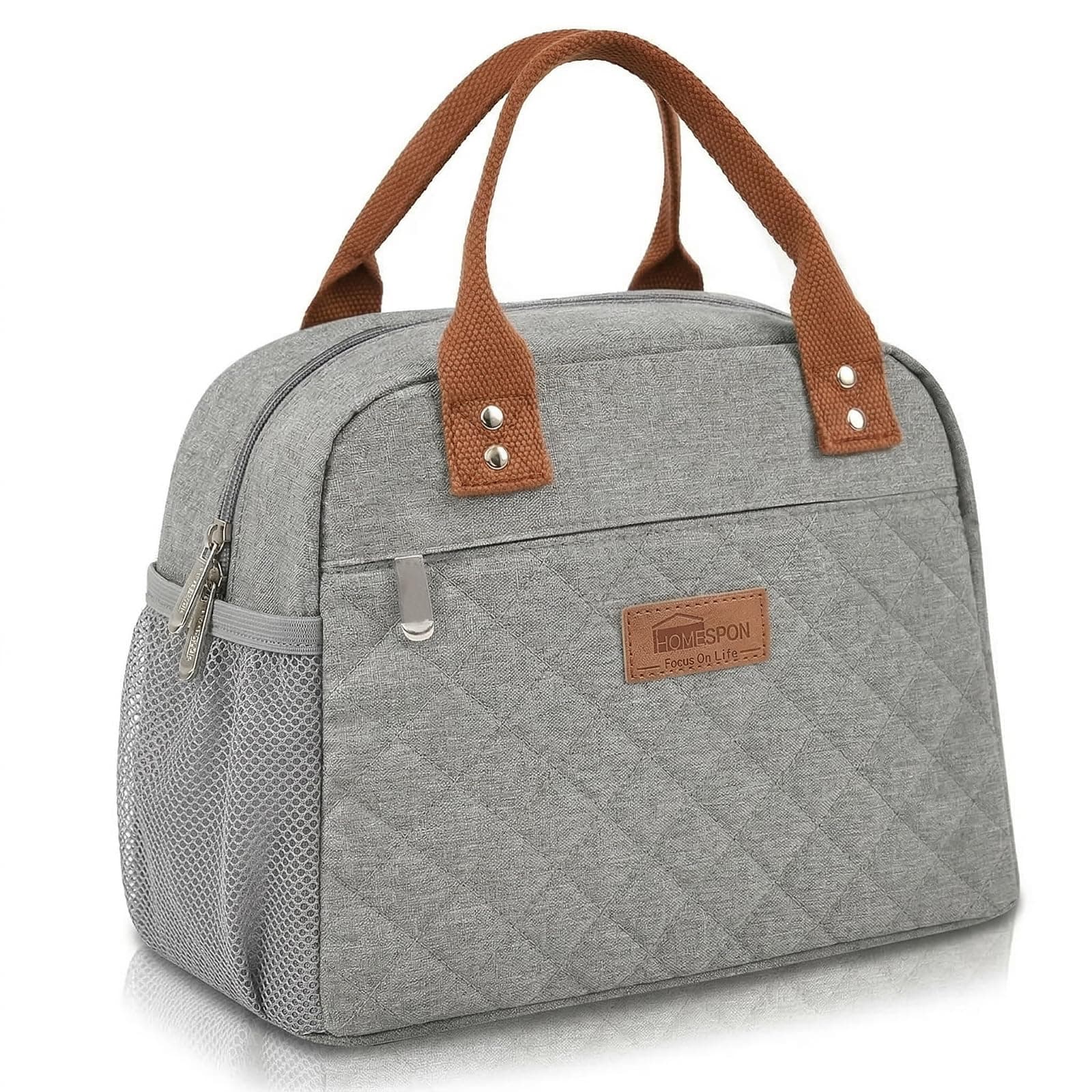 HOMESPON Insulated Lunch Bag for Women Men, Cooler Tote Box, Dark Grey