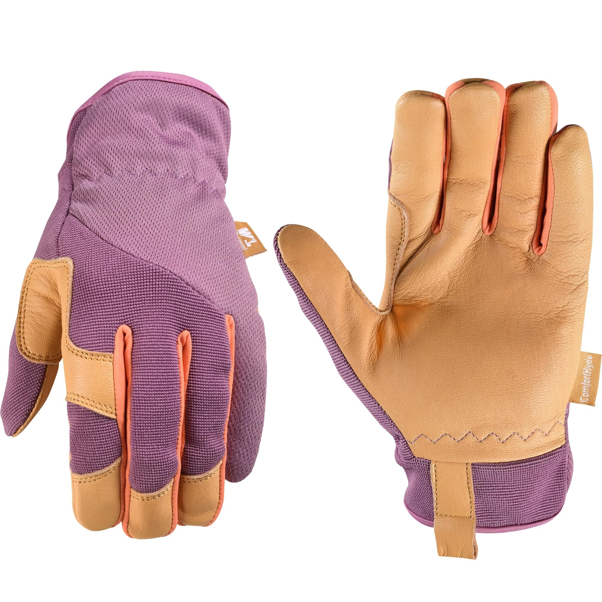 Wells Lamont Women's Leather Work Gloves, ComfortHyde Leather Hybrid, Breathable, Medium (7876M)