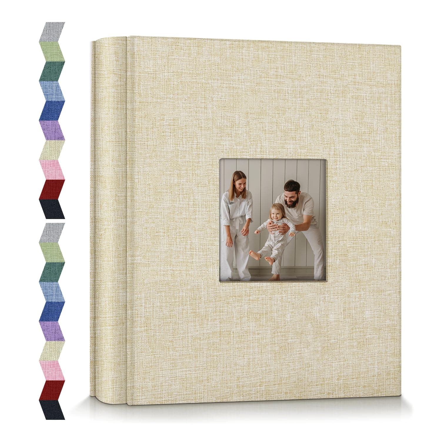 popotop Photo Album 4x6, Linen Cover Picture Album with 600 Horizontal Pockets and Display Window, Slip-in Photo Books for Family Wedding Anniversary Baby Vacation