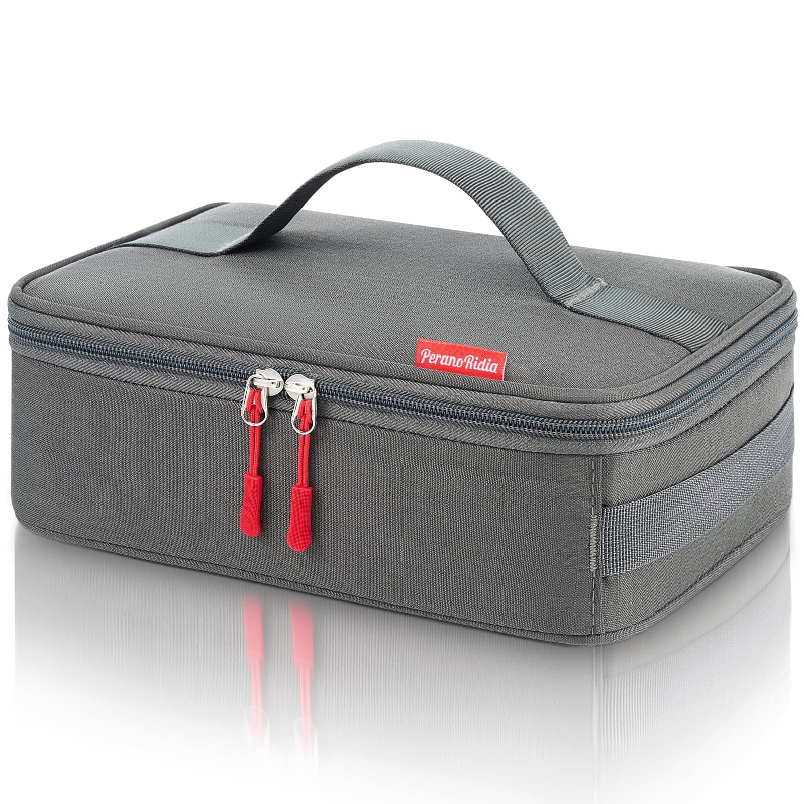 PeranoRidia Kühltasche Klein Isolierte mit gepolsterter Griff für Männer Frauen, Faltbar Lunchbox Lunchtasche Isoliertasche Tragbare Kühlbox für Herren Damen für Picknick Arbeit, Grau 4L