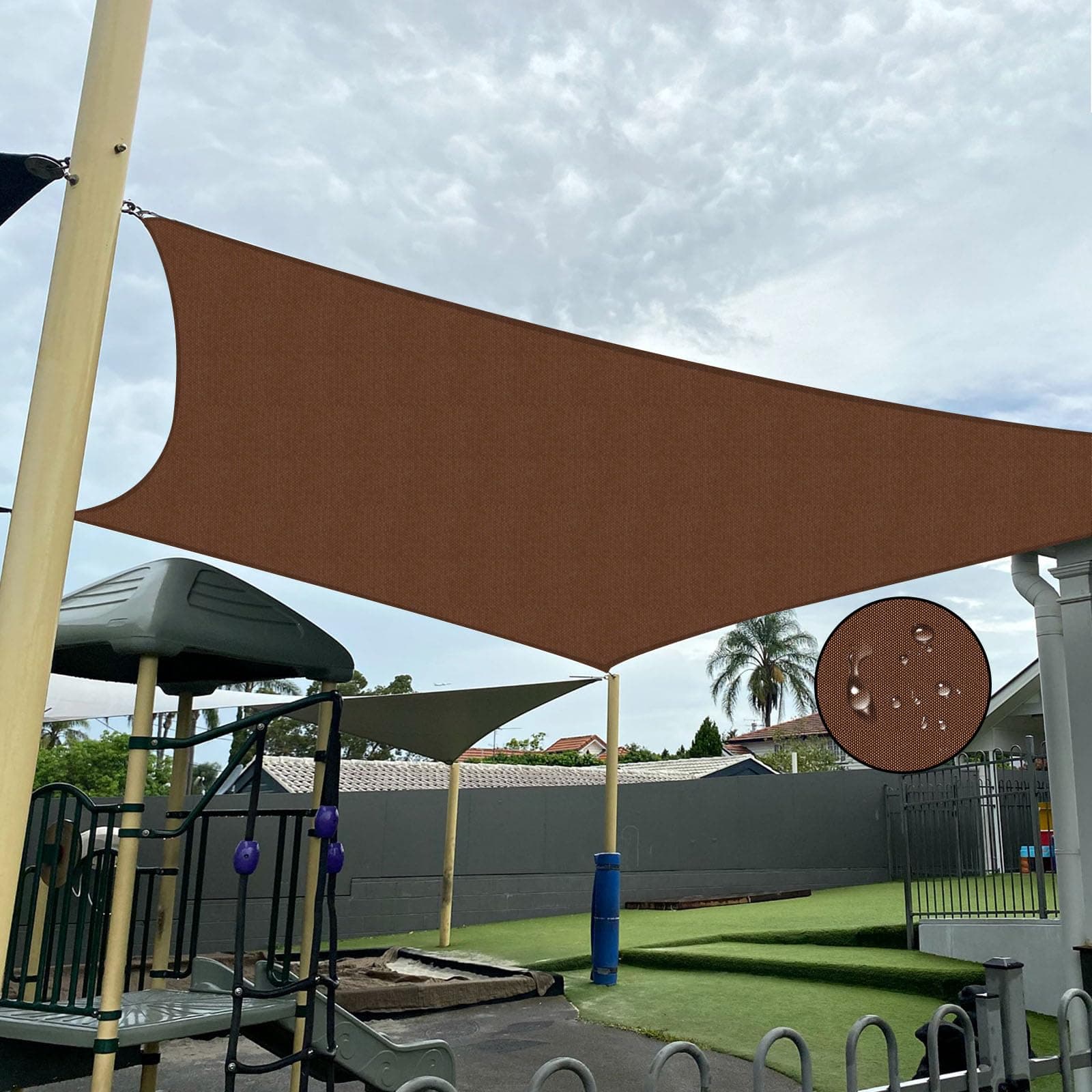 XINGRED 20'×24.8' Brown Sun Shade Sail Rectangle Waterproof Canopy Awning Sunshade, 98% UV Block, Water Resistant for Garden,Carport,Outdoor Activities,Patio,Party,Backyard (We Customize Size)