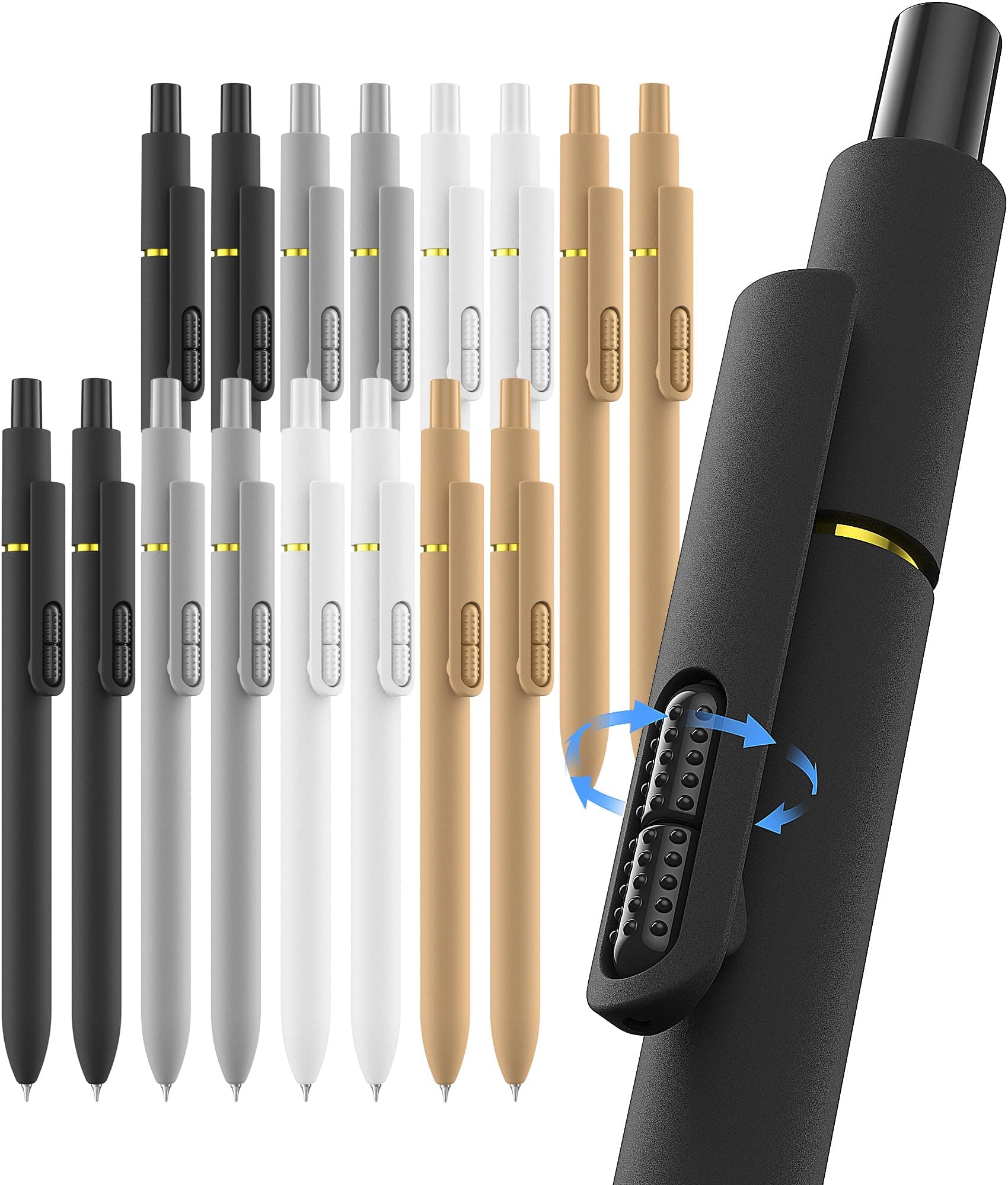 inkipen- 16 Pack Pens, Gel pens Black Ink, Fine Point(0.5mm),Quick-Drying Smooth Writing,School and Office Supplies (black, white)