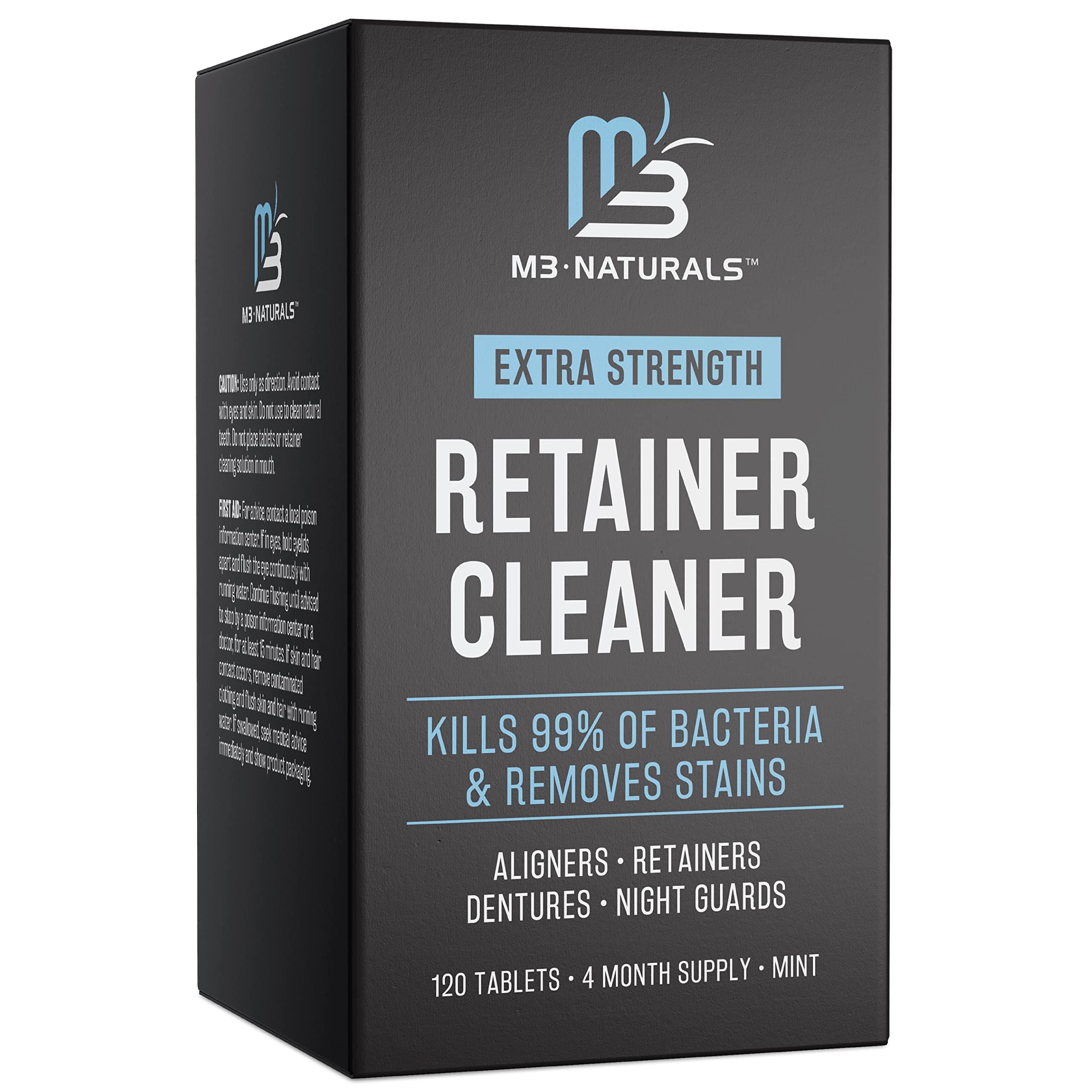 Retainer Cleanser Tablets Invisalign Cleaner, Removes Odors Discoloration Stains and Plaque 4 Month Supply Denture Cleansers Retainers Mouth Guards Denture Bath Mint by M3