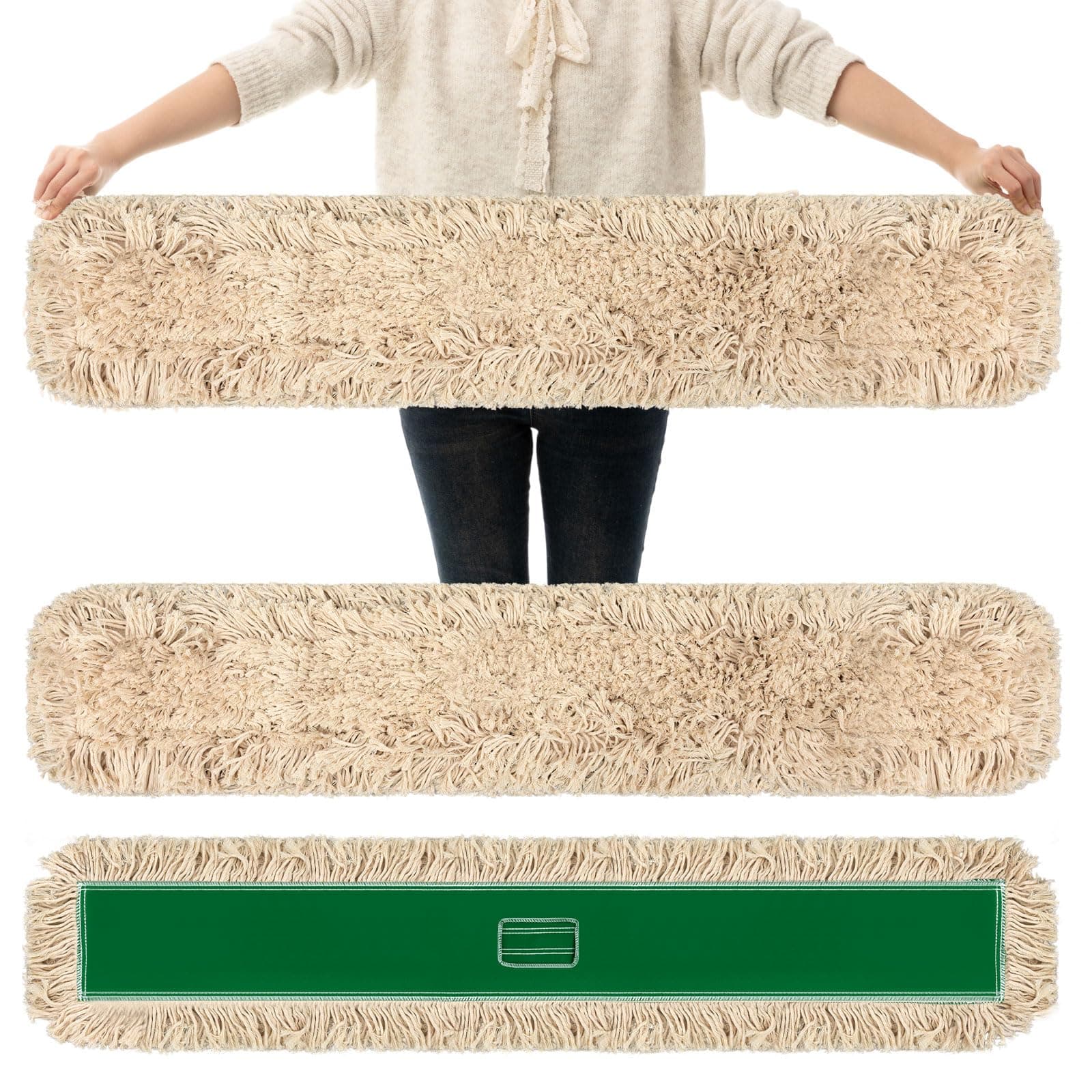 LOYIM 3 Pcs Large 48 Inch Commercial Dust Mop Pads Industrial Dust Mop Head Replacement Reusable Refill Pads for Floor Cleaning, Office, School, Restaurant, Hospital