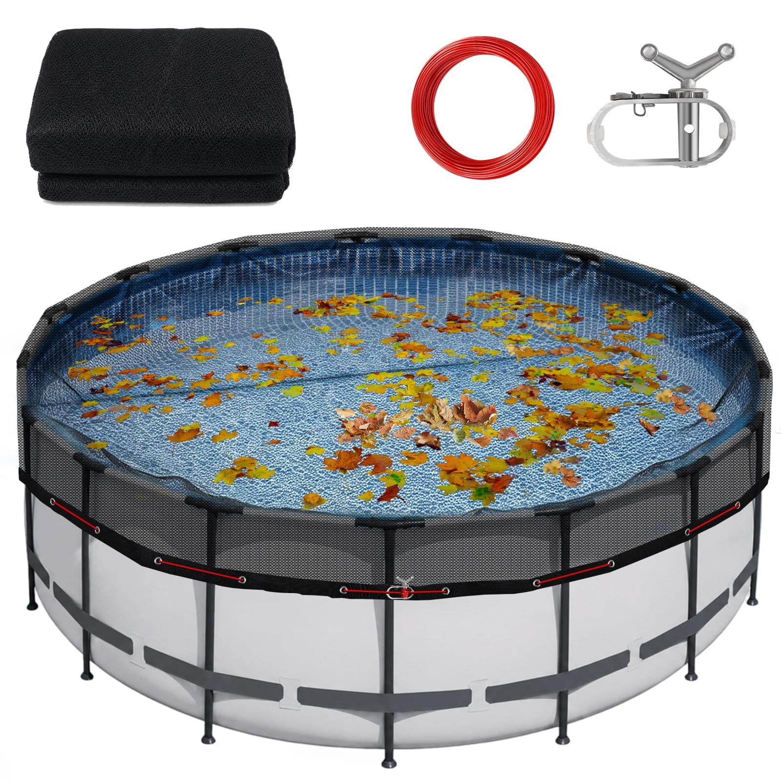 24ft Pool Leaf Net Cover for Above Ground Pools, Ultra-Fine Mesh