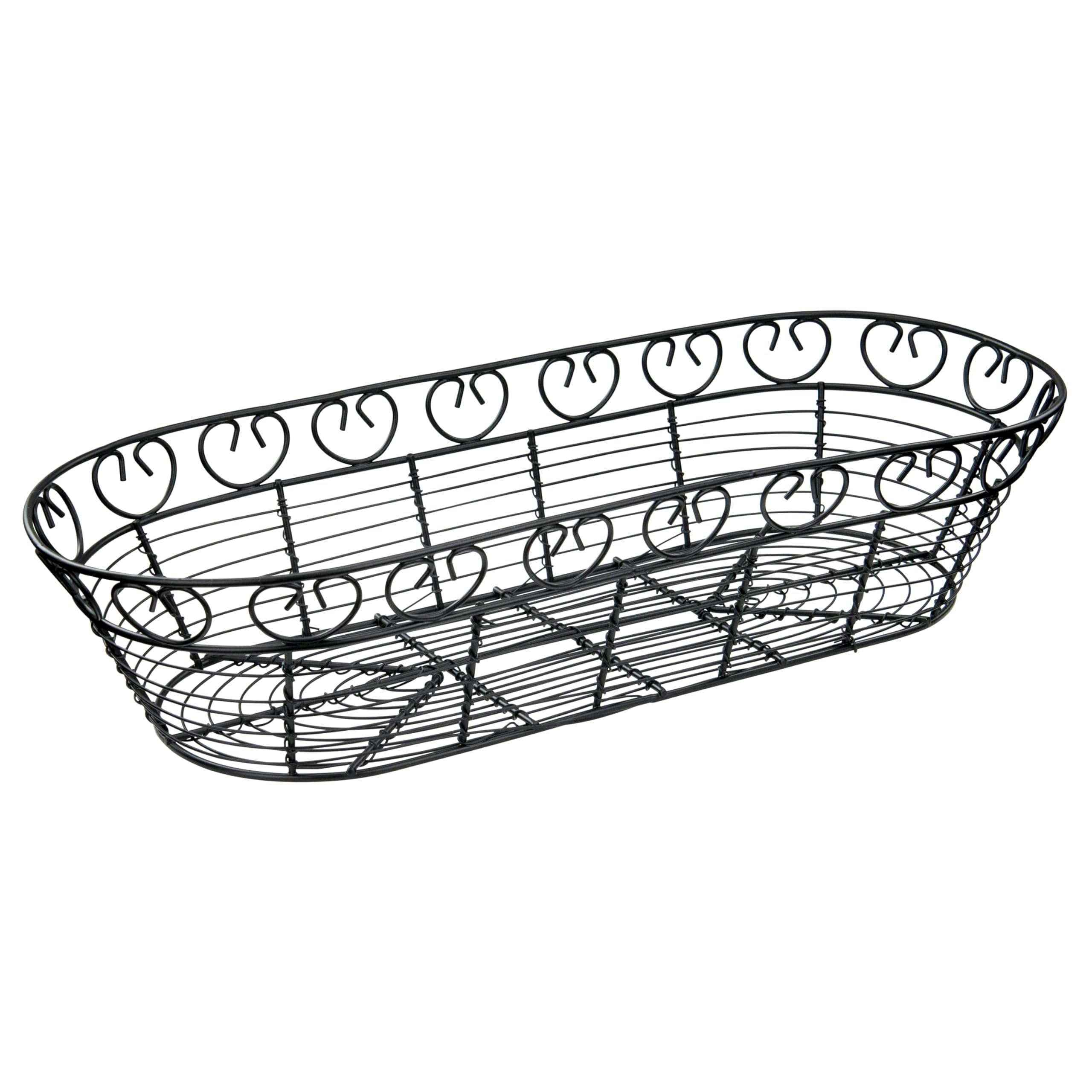 Winco Oblong Wire Bread Basket, 15-Inch x 6.25-Inch x 3-Inch, Black