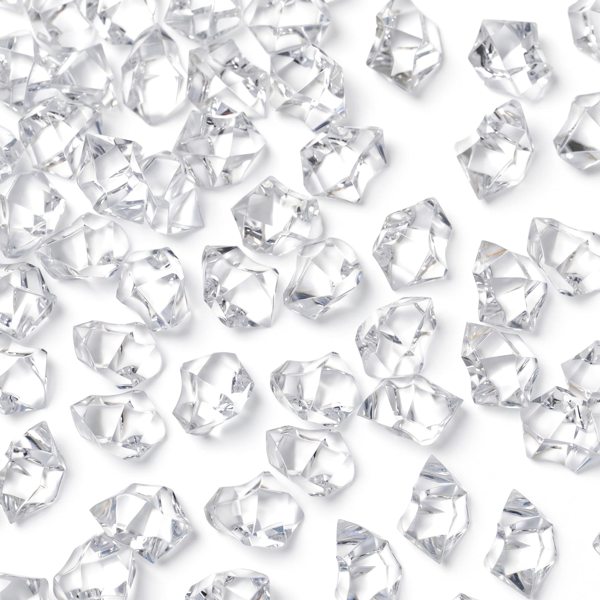 Clear Fake Crushed Ice Rocks, 150 PCS Fake Diamonds Plastic Ice Cubes Acrylic Clear Ice Rock Diamond Crystals Fake Ice Cubes Gems for Home Decoration Wedding Display Vase Fillers by DomeStar