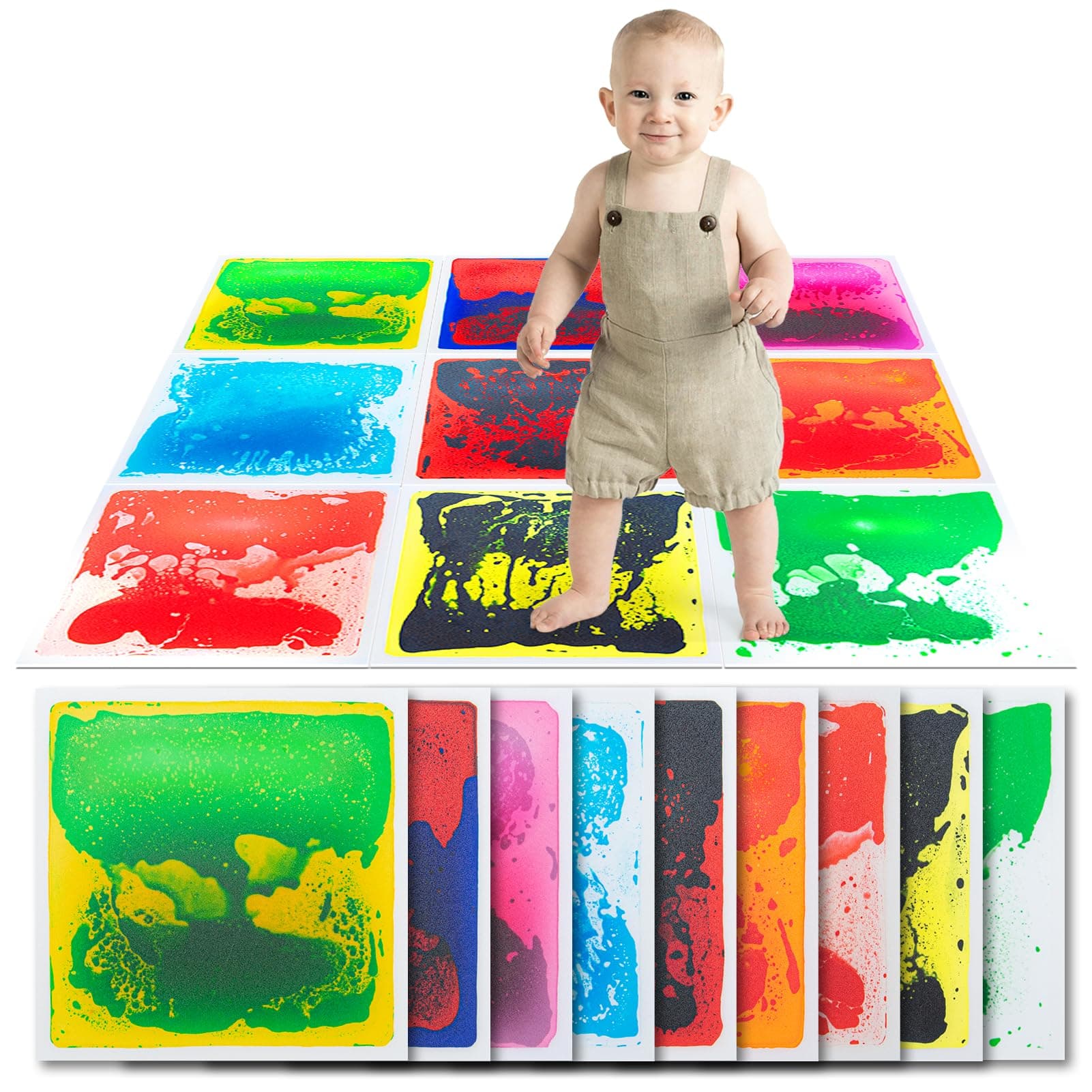 Art3d Liquid Fusion - Centros de juego de actividades para niños, niños pequeños, adolescentes, 12 x 12 pulgadas, paquete de 9 azulejos