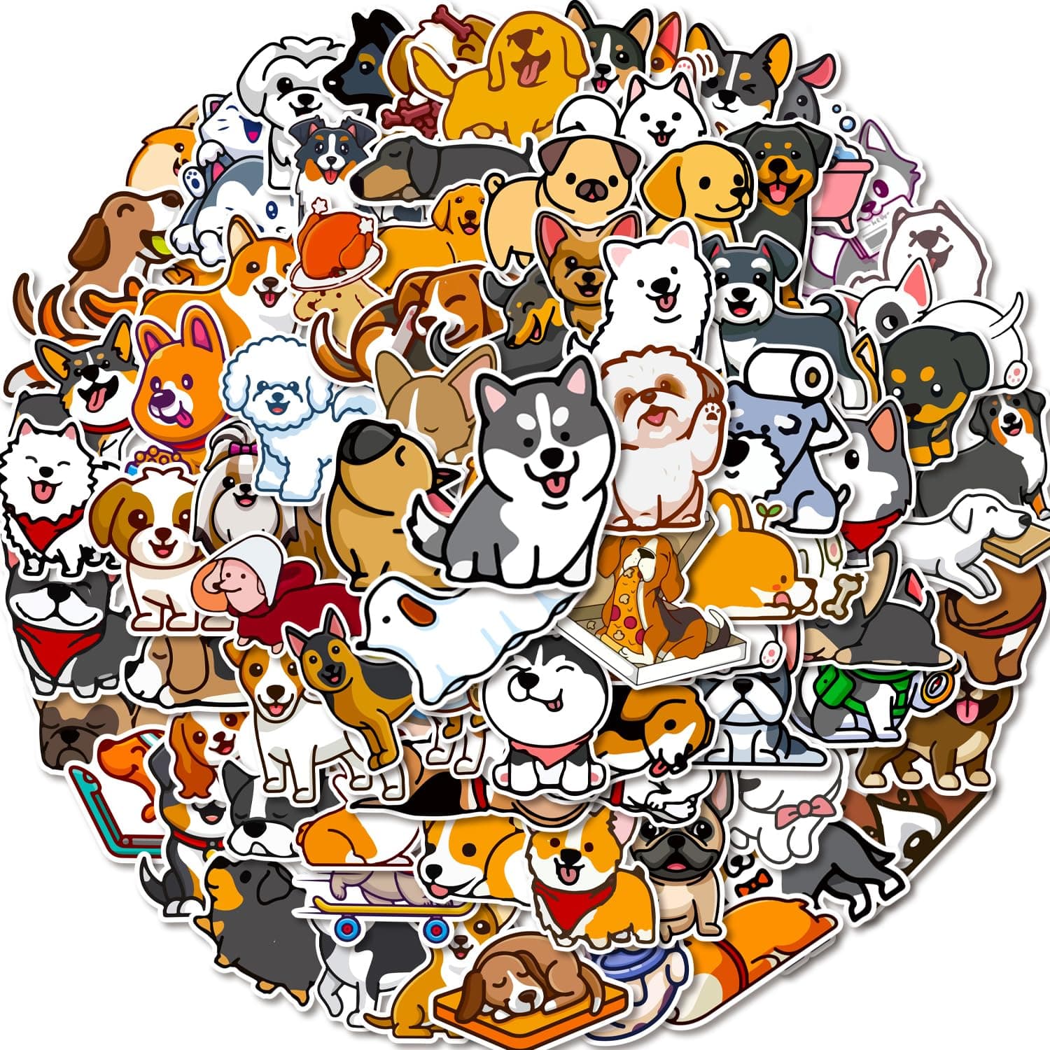 ROTY 100 Pieces Cute Dog Stickers Puppy Decals Waterproof Vinyl Gifts for Laptop, Water Bottle,Phone, Luggage, Teens Adults Kids Boys Girls Birthday Party Supplies Decoration