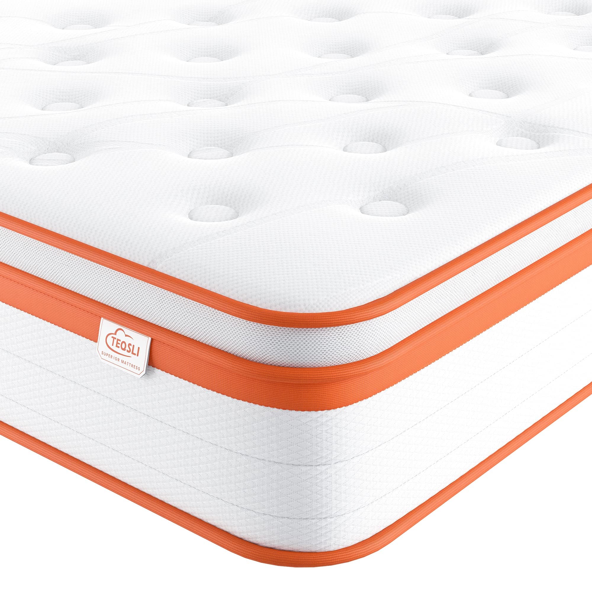 TeQsli Single Mattress 3FT, 10 Inch Memory Foam 7 Zone Support Single Mattress Pocket Sprungs Wave Memory Foam Hybrid - Medium Firm Motion Isolation 90x190x25 cm