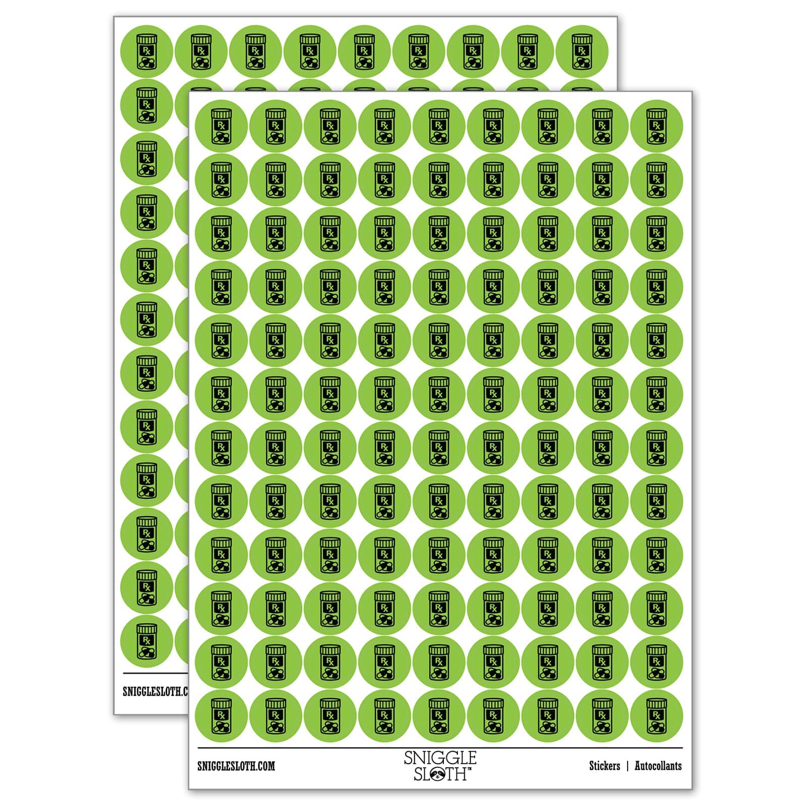 Prescription Pill Bottle Medicine 200+ Round Stickers - Matte Finish - 0.50" Size - Light Green