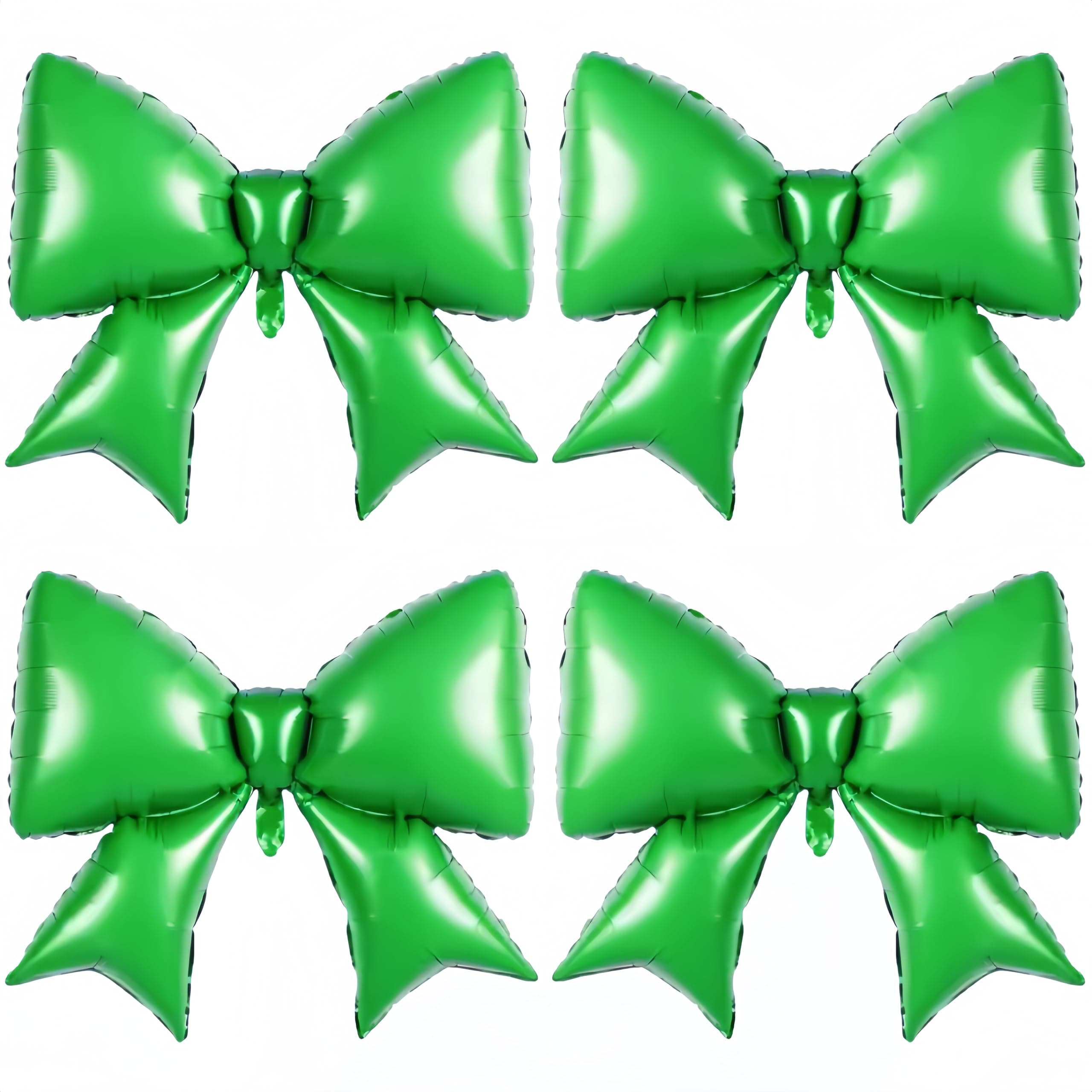 4 x Christmas Gingham Bow Balloons Festive Holidays Spring Wedding Picnic Goose Baby Shower Witch Theme Party Decorations Emerald Green Foil Bow Balloons (Christmas Green)