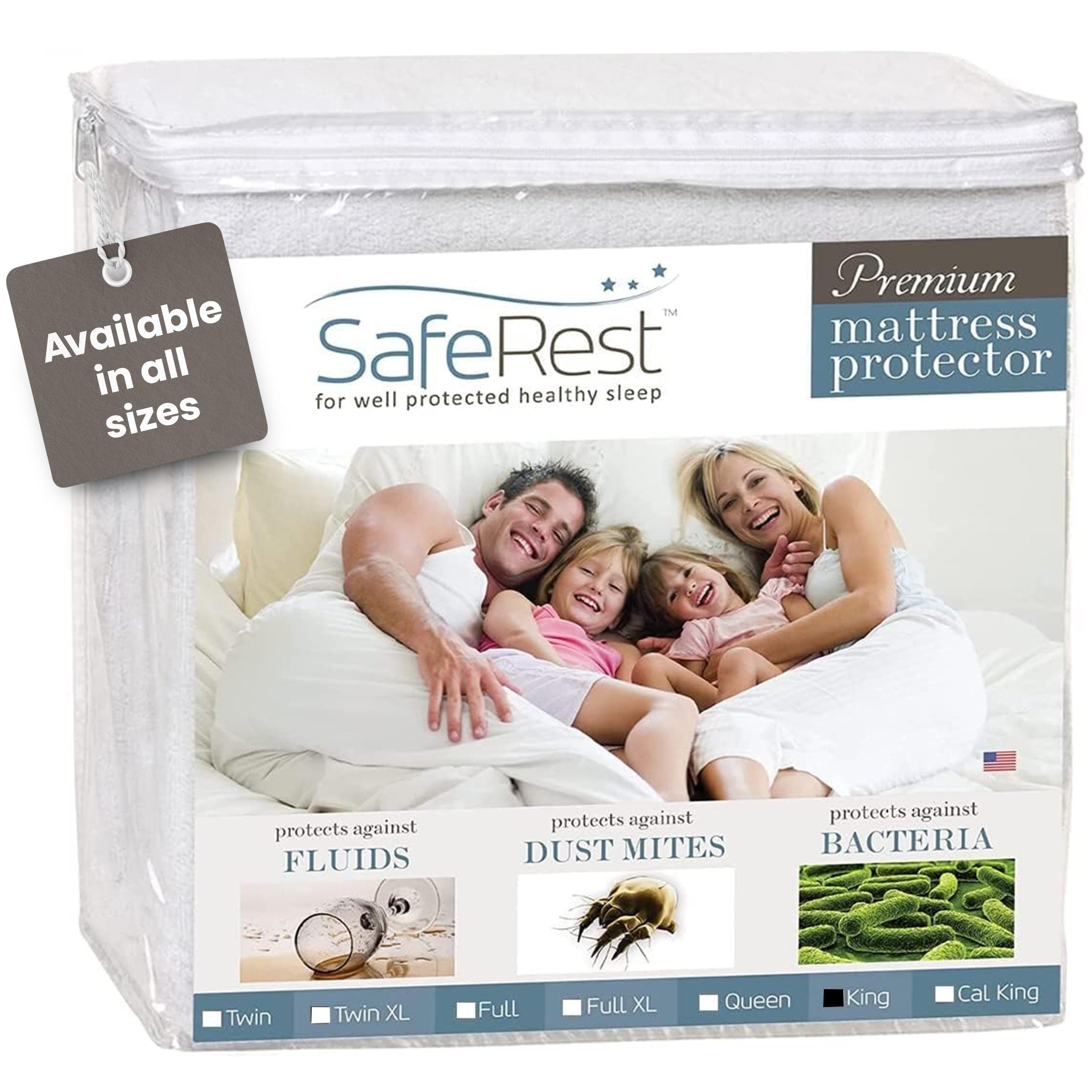 SafeRest Protector de colchón hipoalergénico Impermeable tamaño King – sin Vinilo