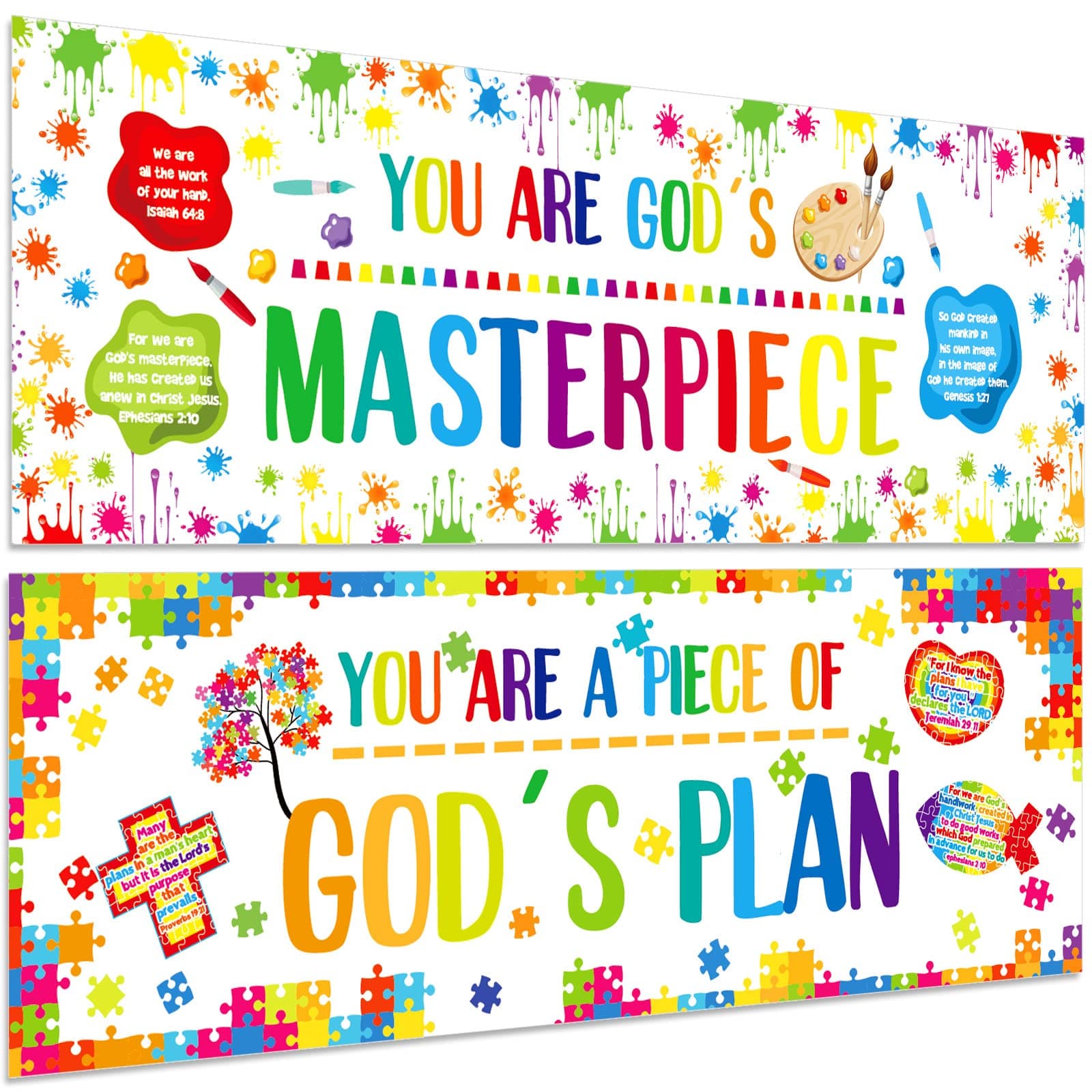 Jecery 2 Pcs Christian Bulletin Board Piece of Gods Plan Sunday School