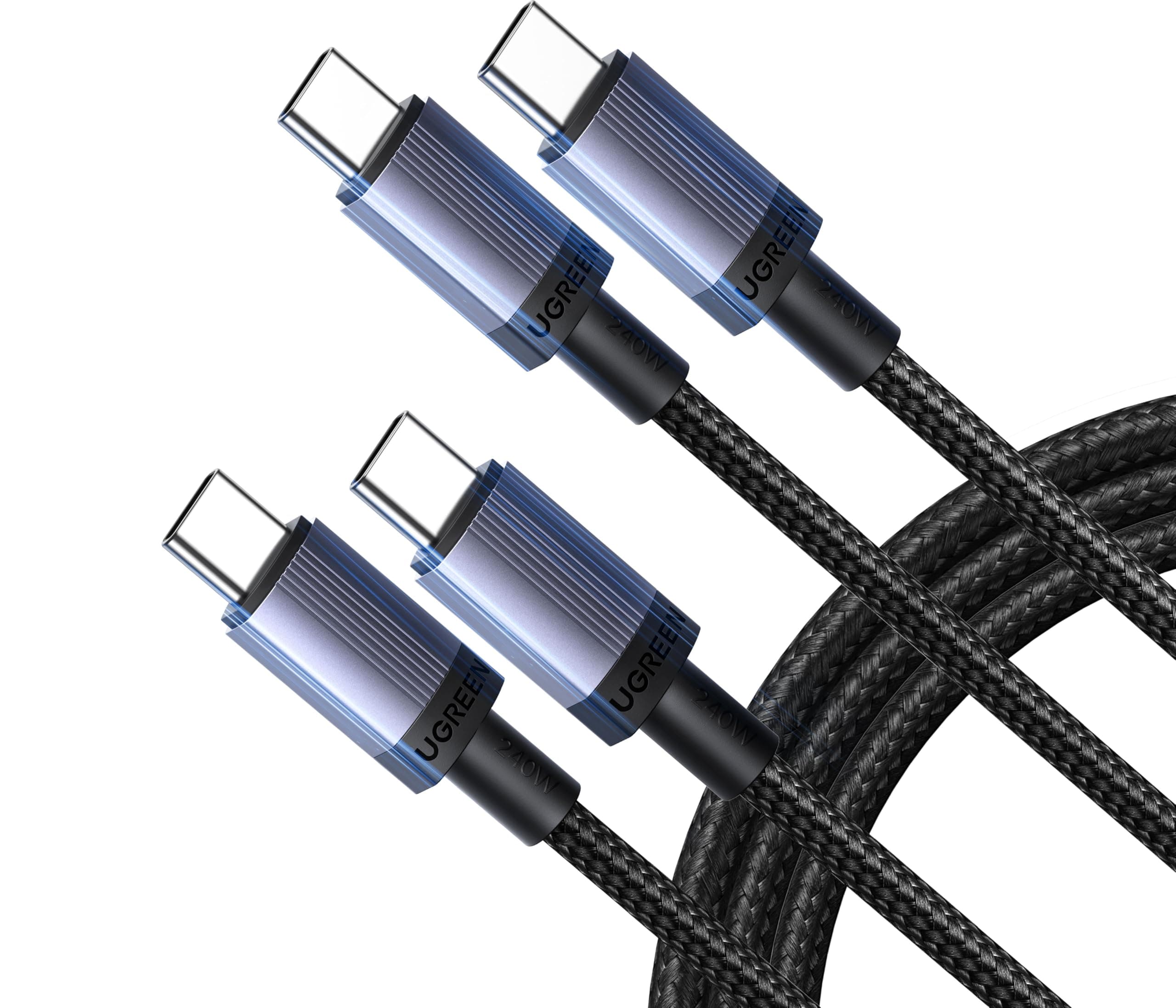UGREEN 2-Pack 240W USB C to USB C Cable, Fast Charging USB C Cable for iPhone 17 Pro Max/16/15, Galaxy S25/S24/S23, Pixel 10/9/8, MacBook Pro/Air, ThinkBook, Dell XPS, iPad Pro/Air, Steam Deck, 6.6FT