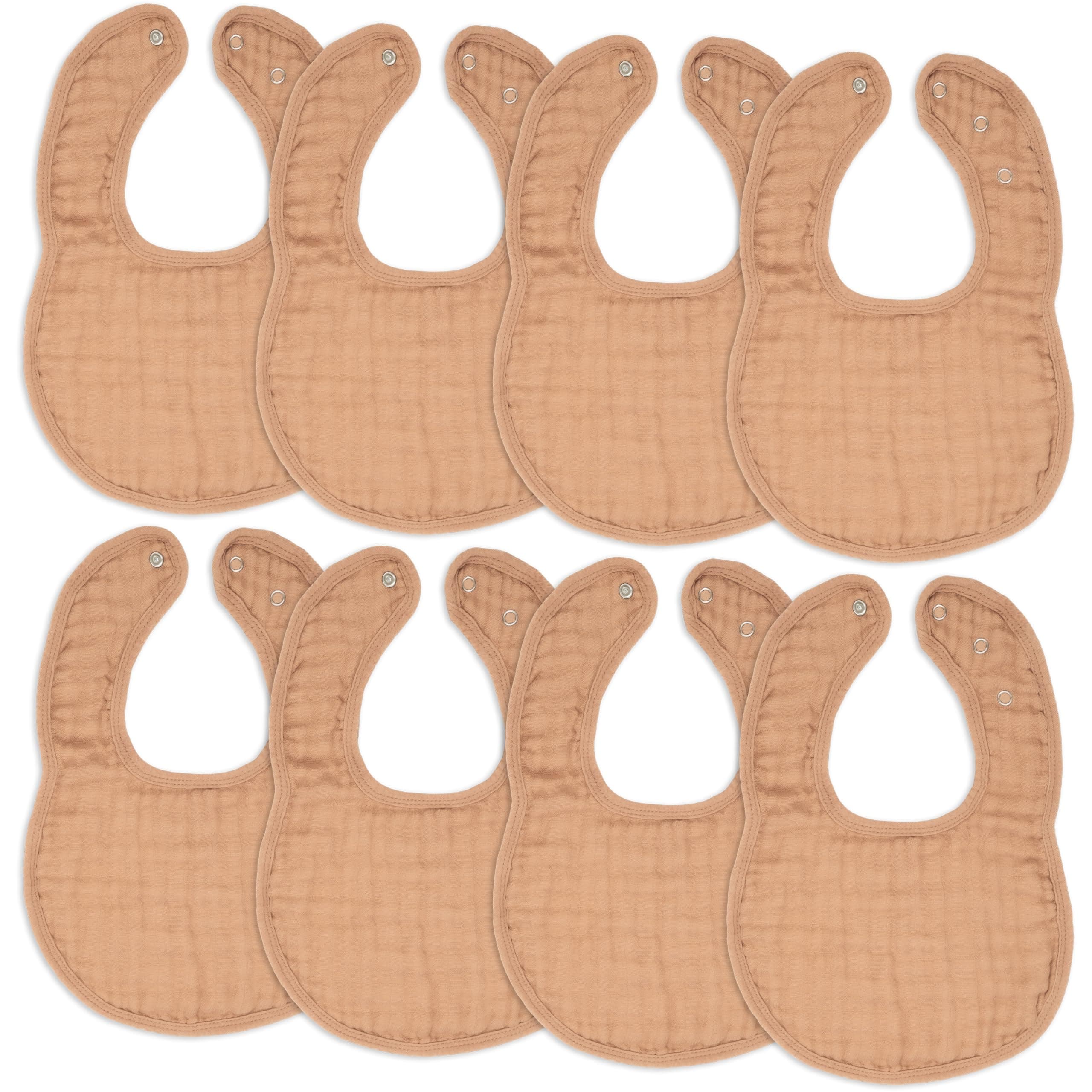 Comfy Cubs Muslin Baby Bibs Pack of 8 - Drool Bib Caramel