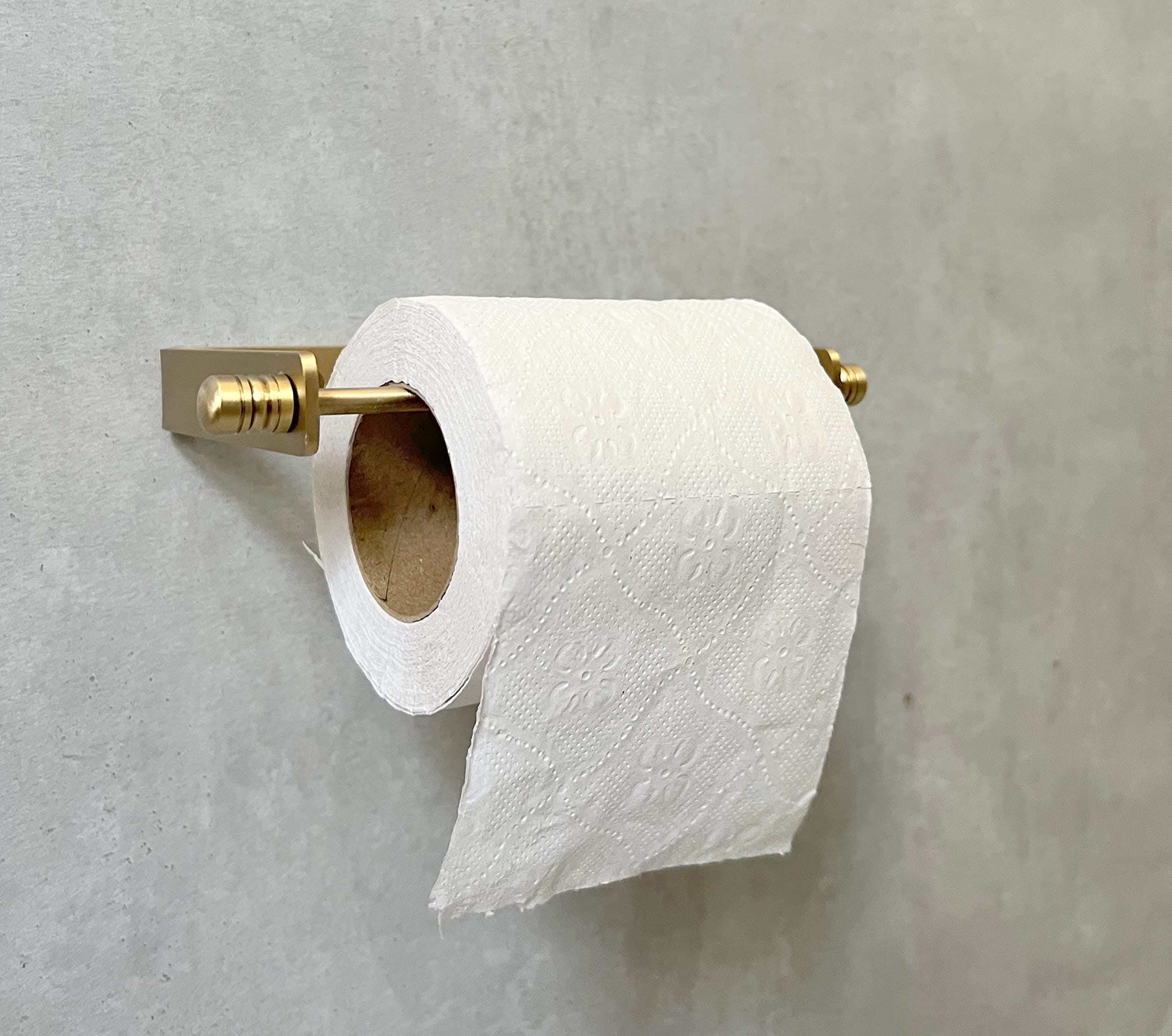 Solid Toilet Paper Holder Handmade Brass Wall Mount Paper Roll Holder Bathroom Fixture (Satin Brass)