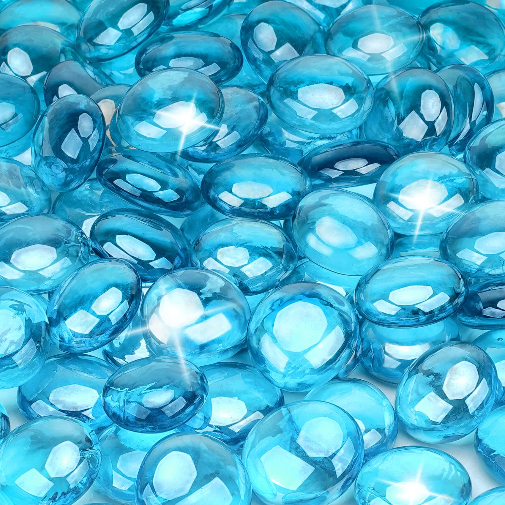 Stanbroil 10-Pound Fire Glass Beads 1/2 inch Drops, Caribbean Blue Luster