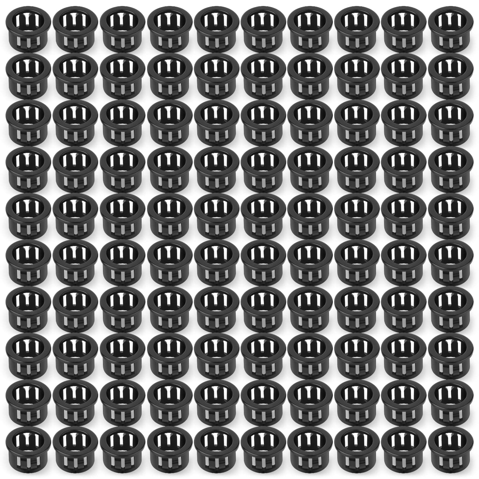 QCDENG 100PCS 1/2" Round Cable Snap Bushing Grommet, Black Snap in Cable Grommet Protector