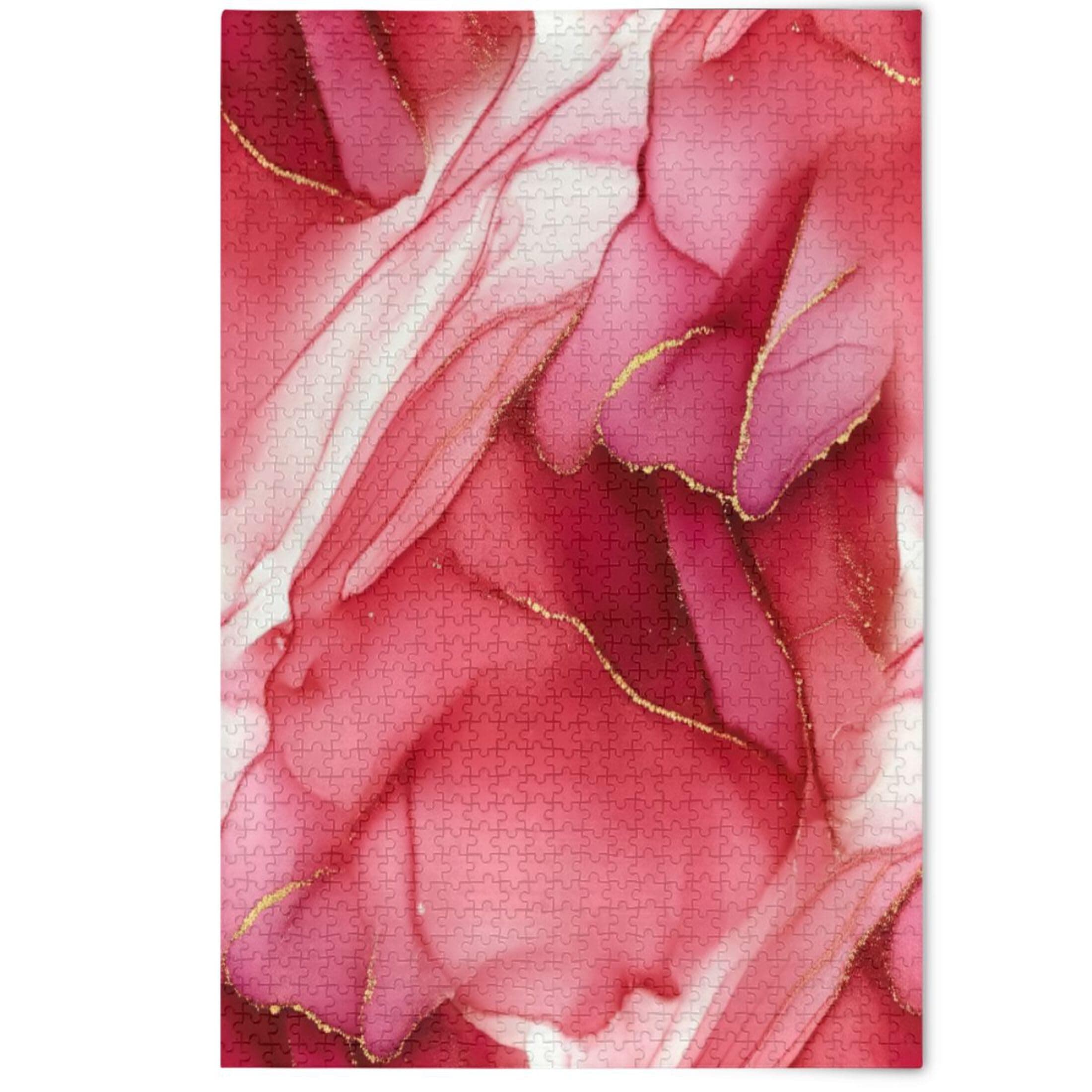 Jigsaw Puzzle 1000 Pieces Adult Art Family Game Painting Aesthetic Red Pink Nature Large Puzzles White Elephants Gifts Puzzle, 1000 Pieces, 29.5" x 19.7"