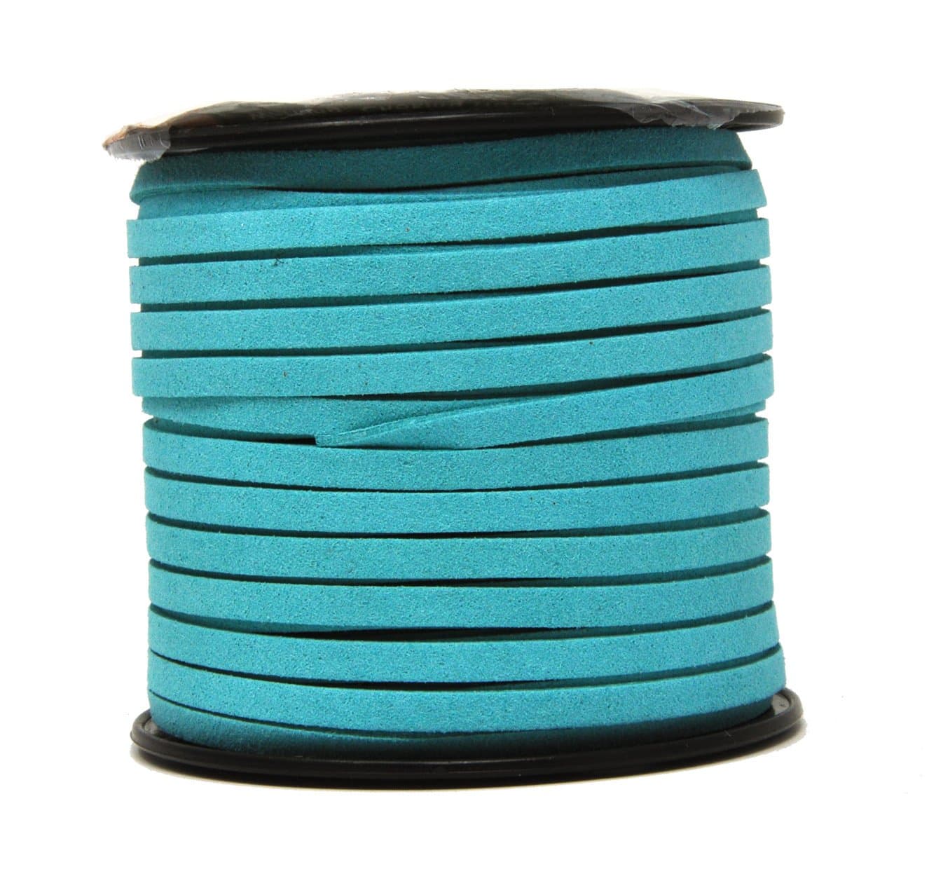 Mandala Crafts 50 Yards 5mm Wide Jewelry Making Flat Micro Fiber Lace Faux Suede Leather Cord (5mm, Medium Turquoise)
