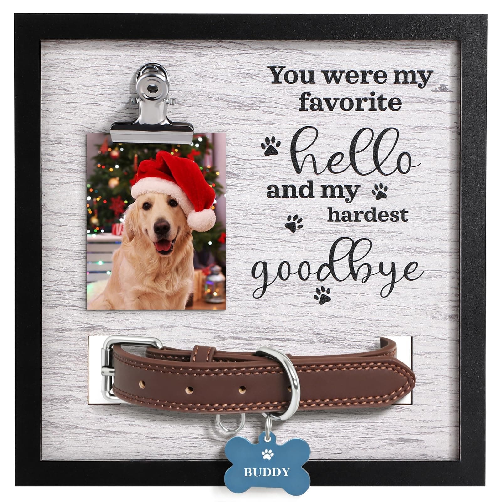 SGUVK Dog Memorial Gifts for Loss of Dog, Pet Loss of Dog Sympathy Gift, Pet Memorial Frame with Collar Holder, Pet Cat Passed Away Photo Display Dog Remembrance Frame