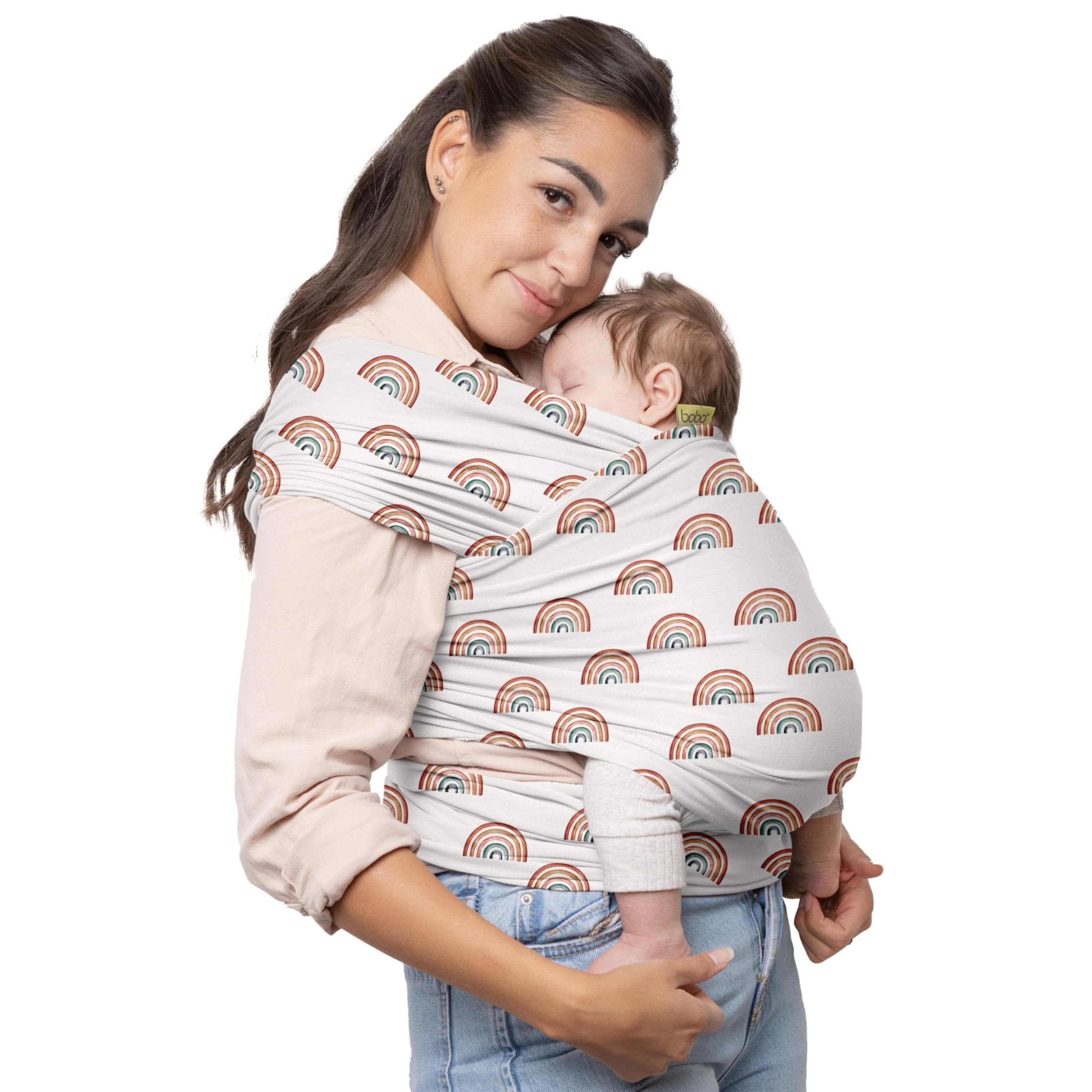 Boba Baby Wrap Carrier - Stretch Bamboo Newborn Sling, Serenity Rainbow