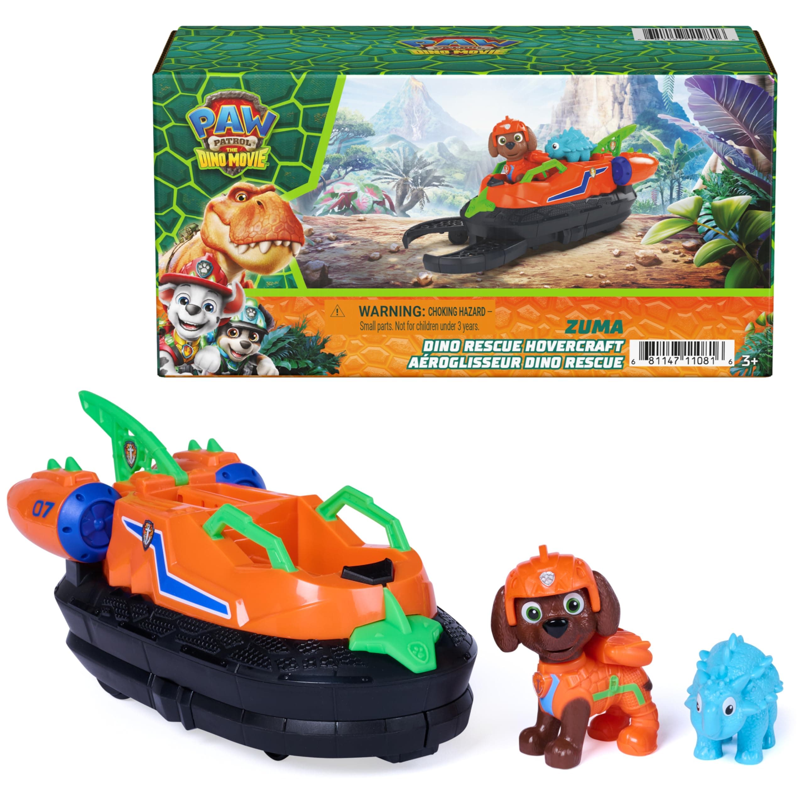 PAW Patrol The Dino Movie Zuma Dino Rescue Hovercraft Toy Vehicle