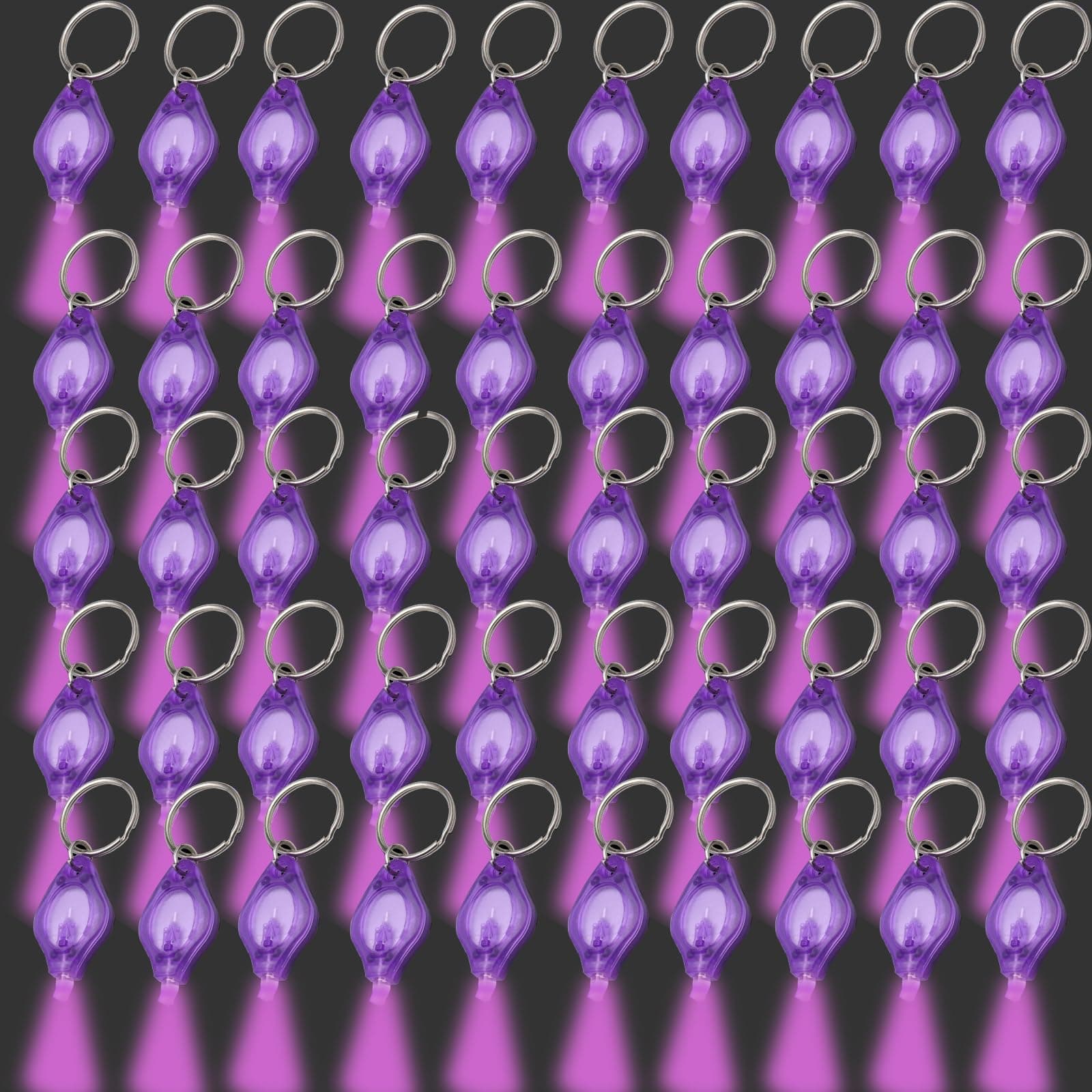 MODOAO Mini LED UV Keychain Black Light Flashlight for Dogs UV Urine Detector Keychain Light Portable Purple Flashlight(50 Pack)