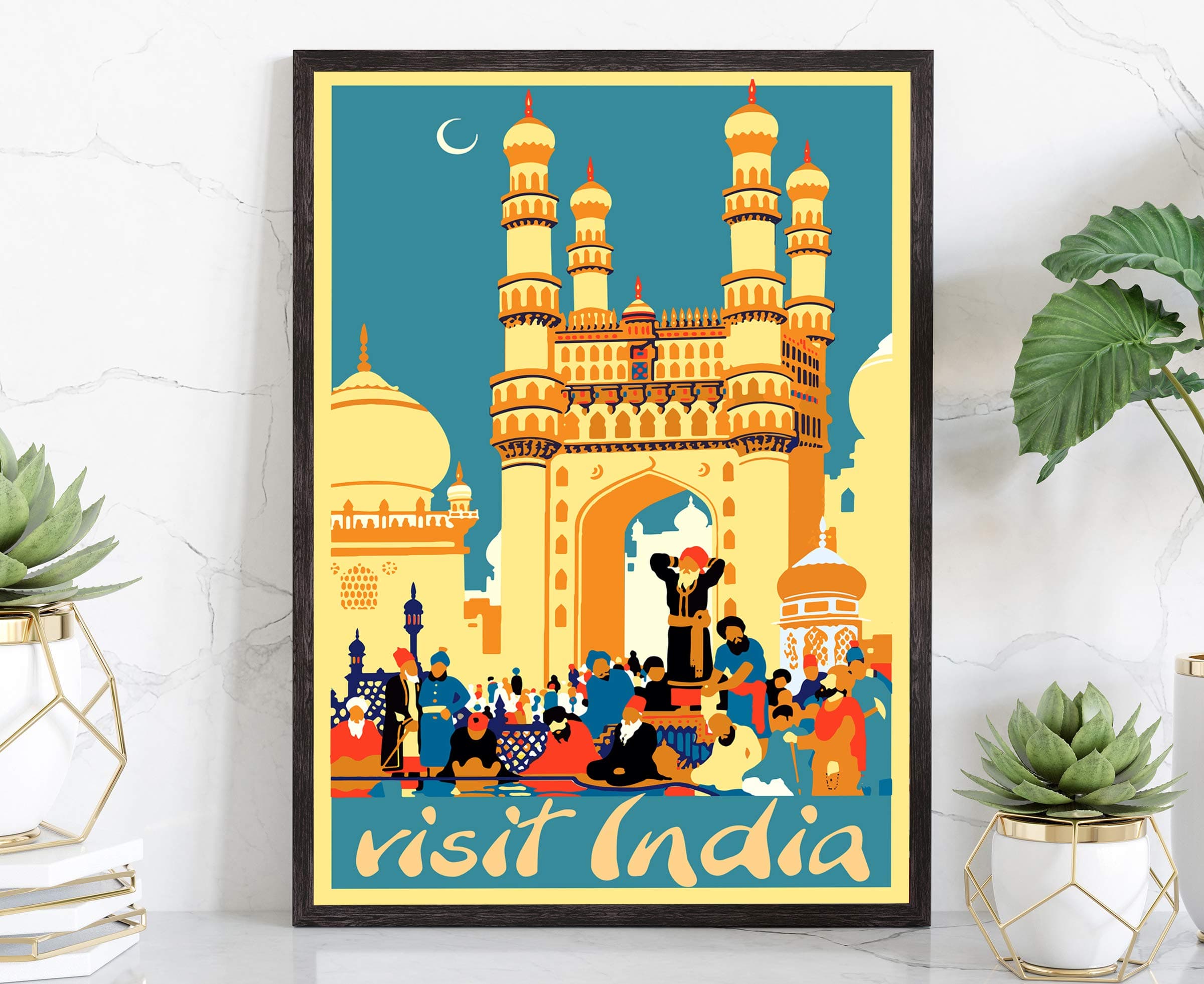 India, Retro Style Travel Poster, Vintage Rustic Poster Print, Home Office Wall Decoration, India Country Map Poster - 12 * 18 Inches