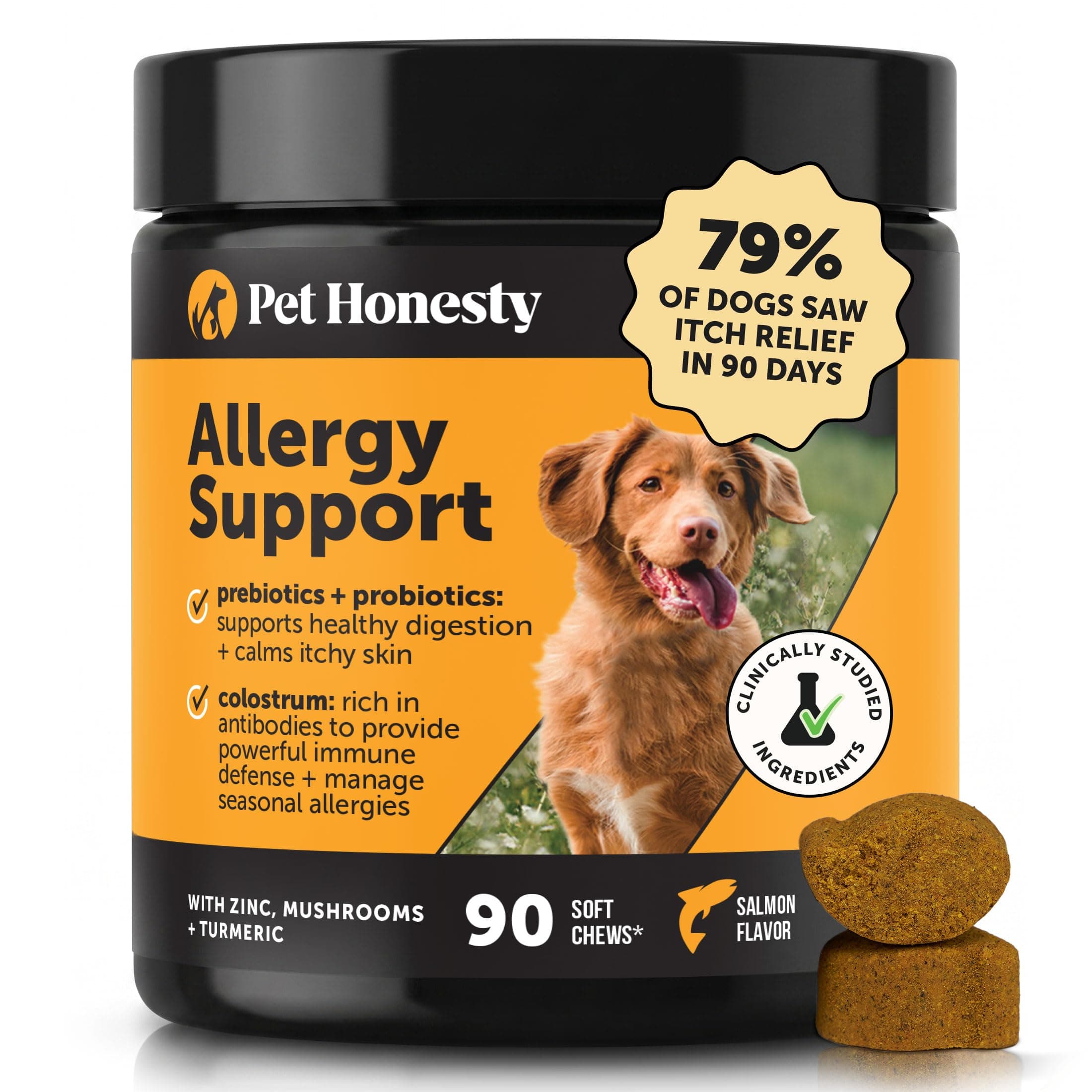 Pet Honesty Dog Allergy Chews for Itch & Allergy Relief, Salmon, 90ct
