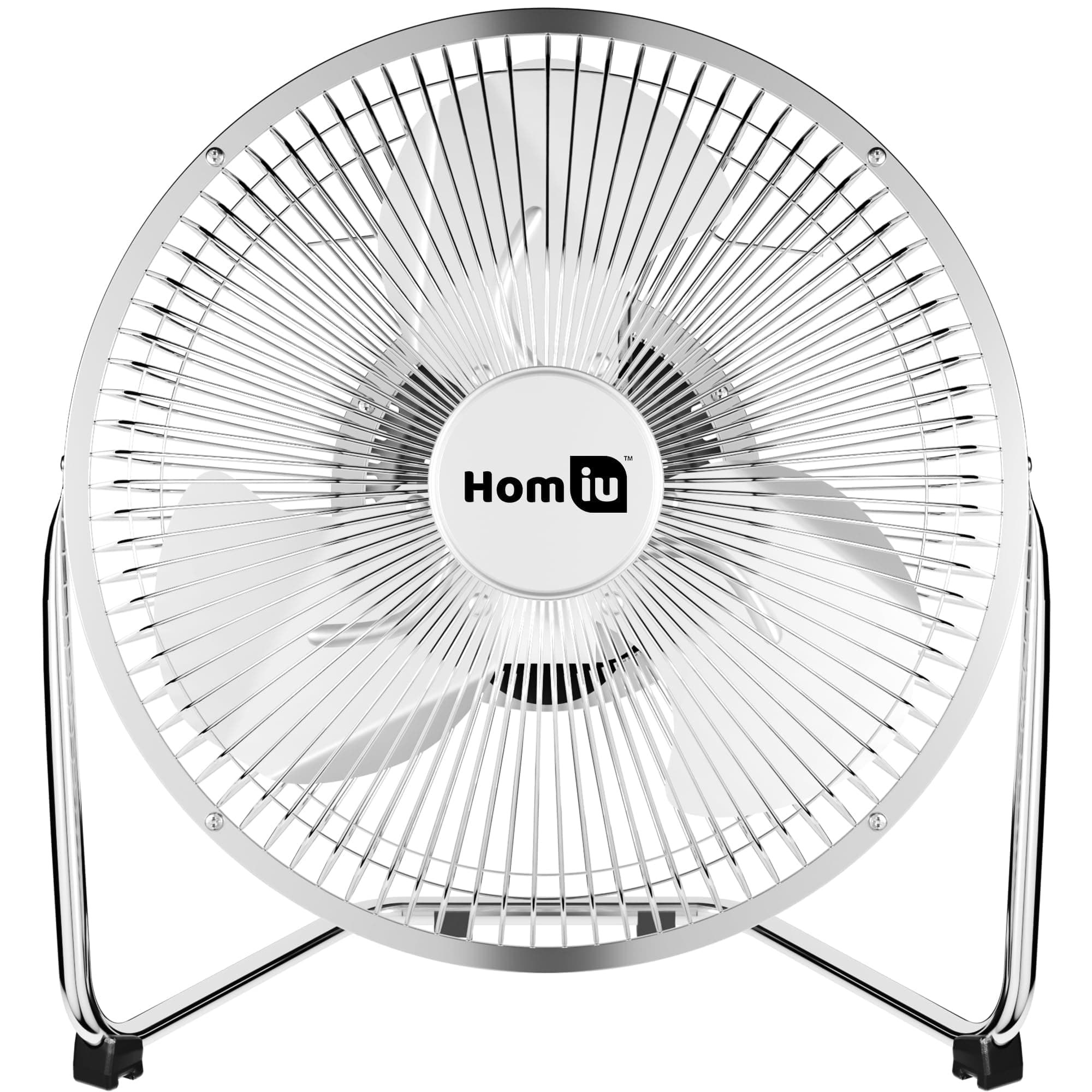 Homiu 9 Inch Floor Fan - 3 Speed High Velocity Cooling Fan - Adjustable Tilting Electric Industrial Fan - Gym Office Chrome Easy Setup Improved Design (9")