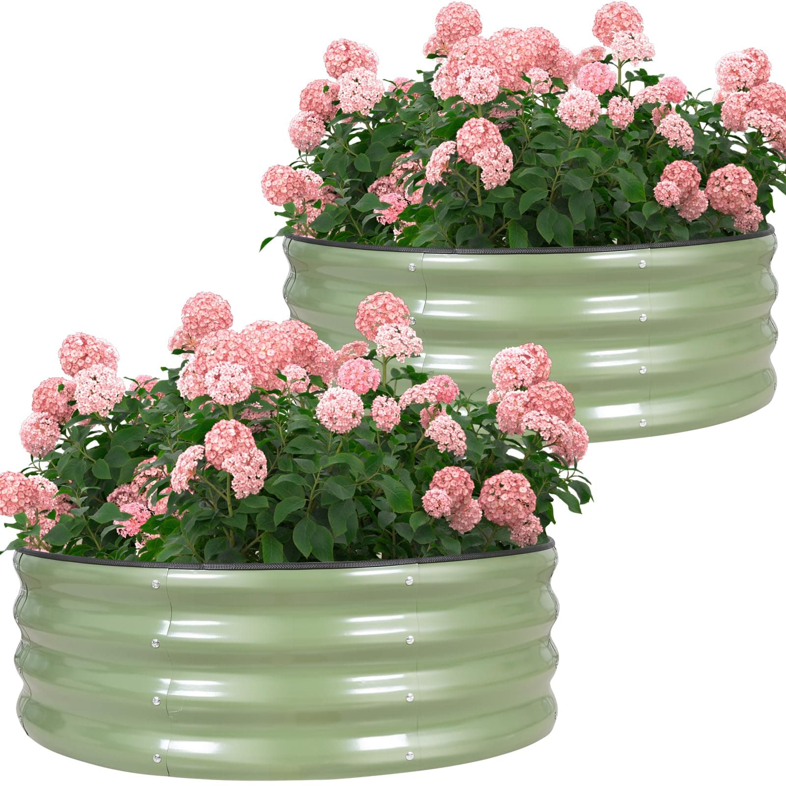 Permade Galvanized Raised Garden Bed- 2Pcs 3x3x1FT Planter Boxes, Green