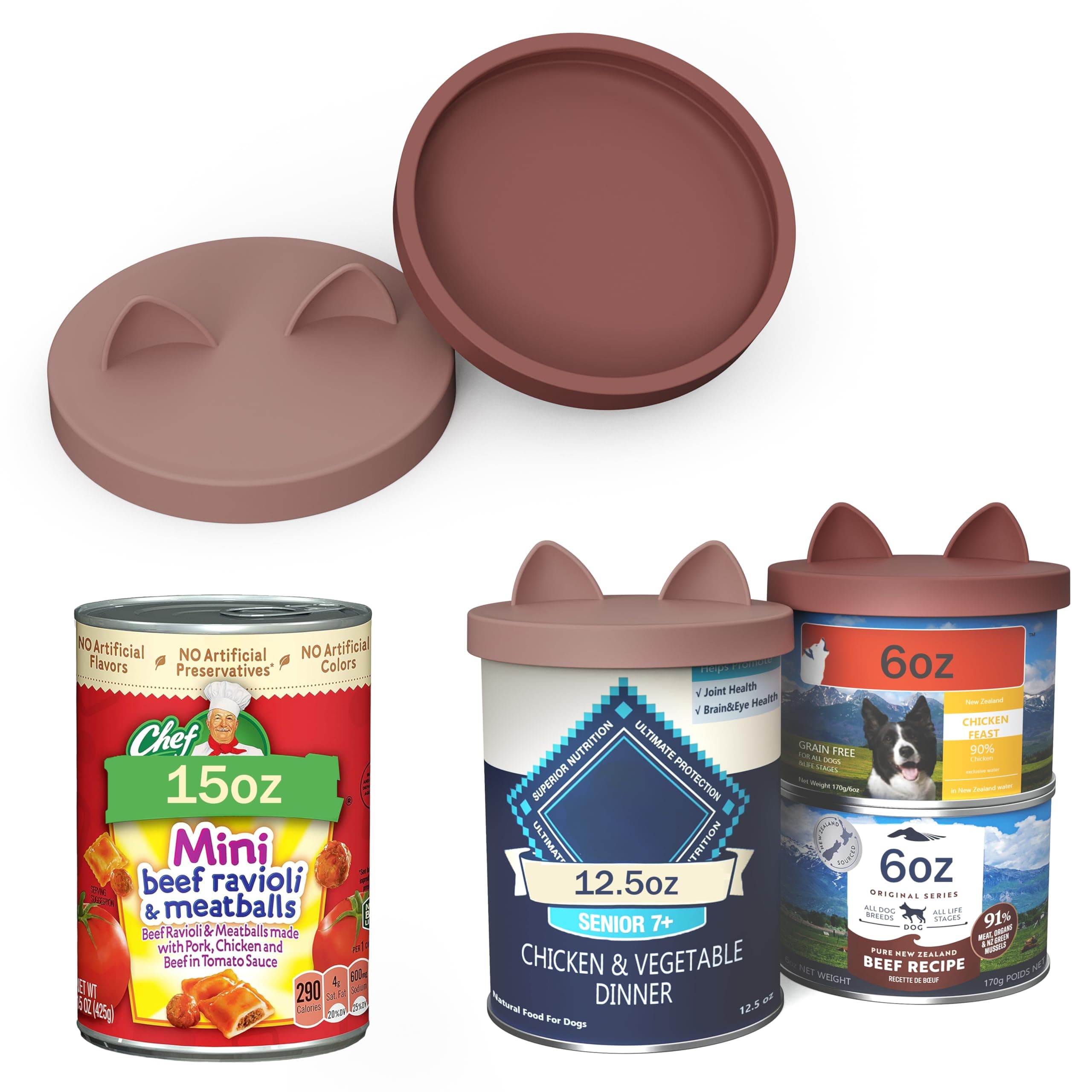 OHMO Pet Food Can Lids, 75mm Can Covers for 400g Cat&Dog Food Cans, 2pcs